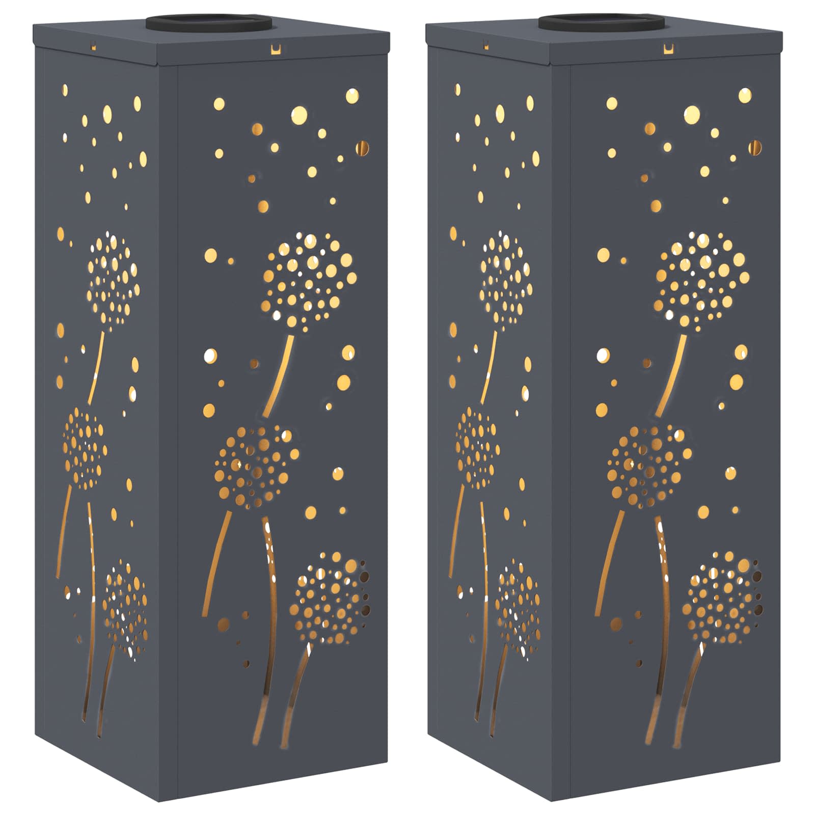 Faro LED solare per sentieri 2 pz Bianco caldo 18 x 18 x 50 cm