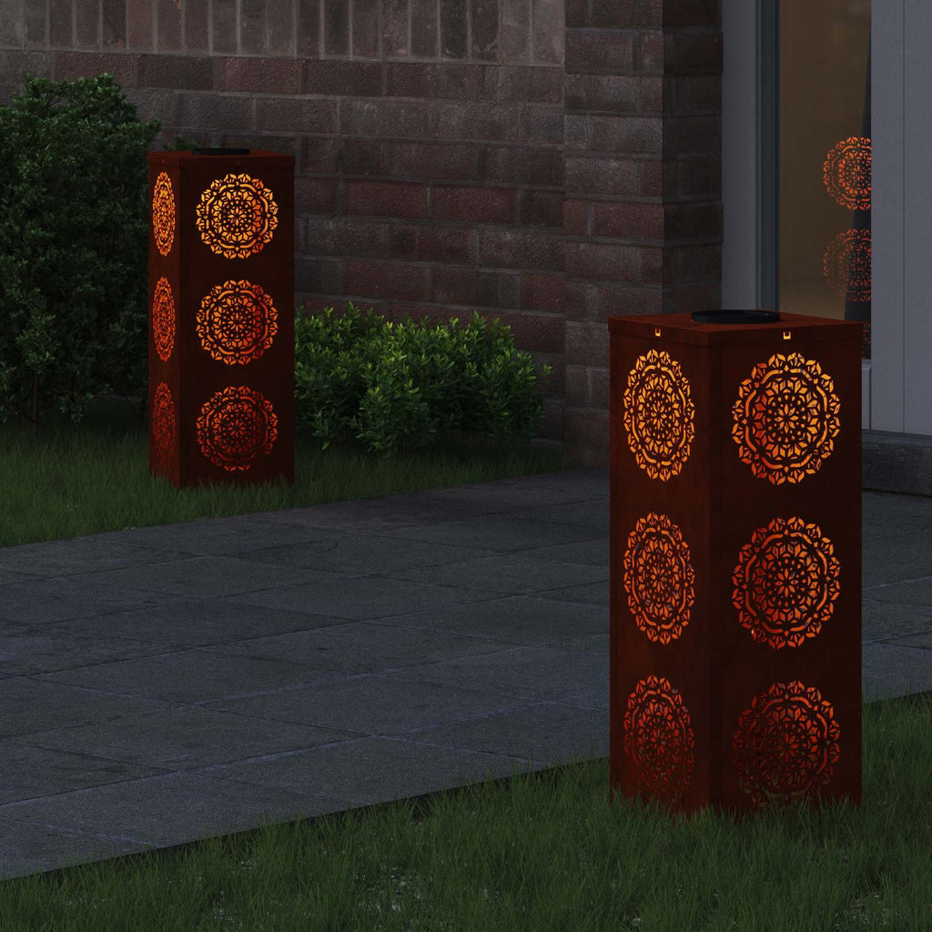 Faro LED solare per sentieri 2 pz Bianco caldo 18 x 18 x 50 cm