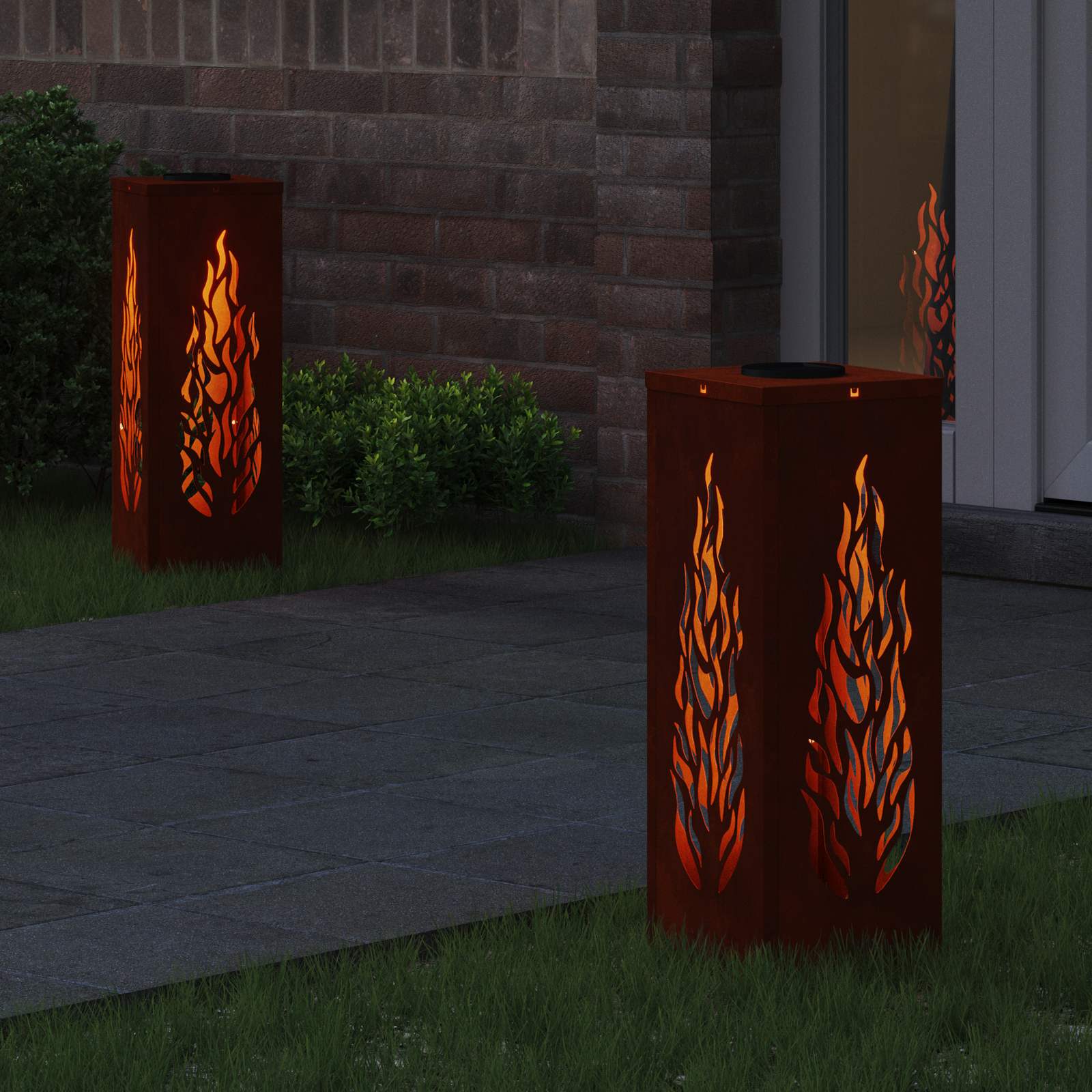 Faro LED solare per sentieri 2 pz Bianco caldo 18 x 18 x 50 cm