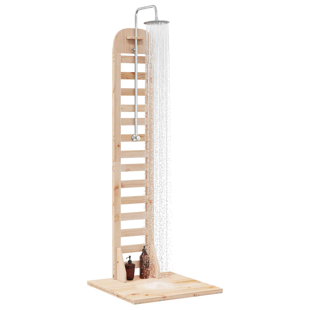 Doccia da esterno 223 cm Legno massello di pino e acciaio inox