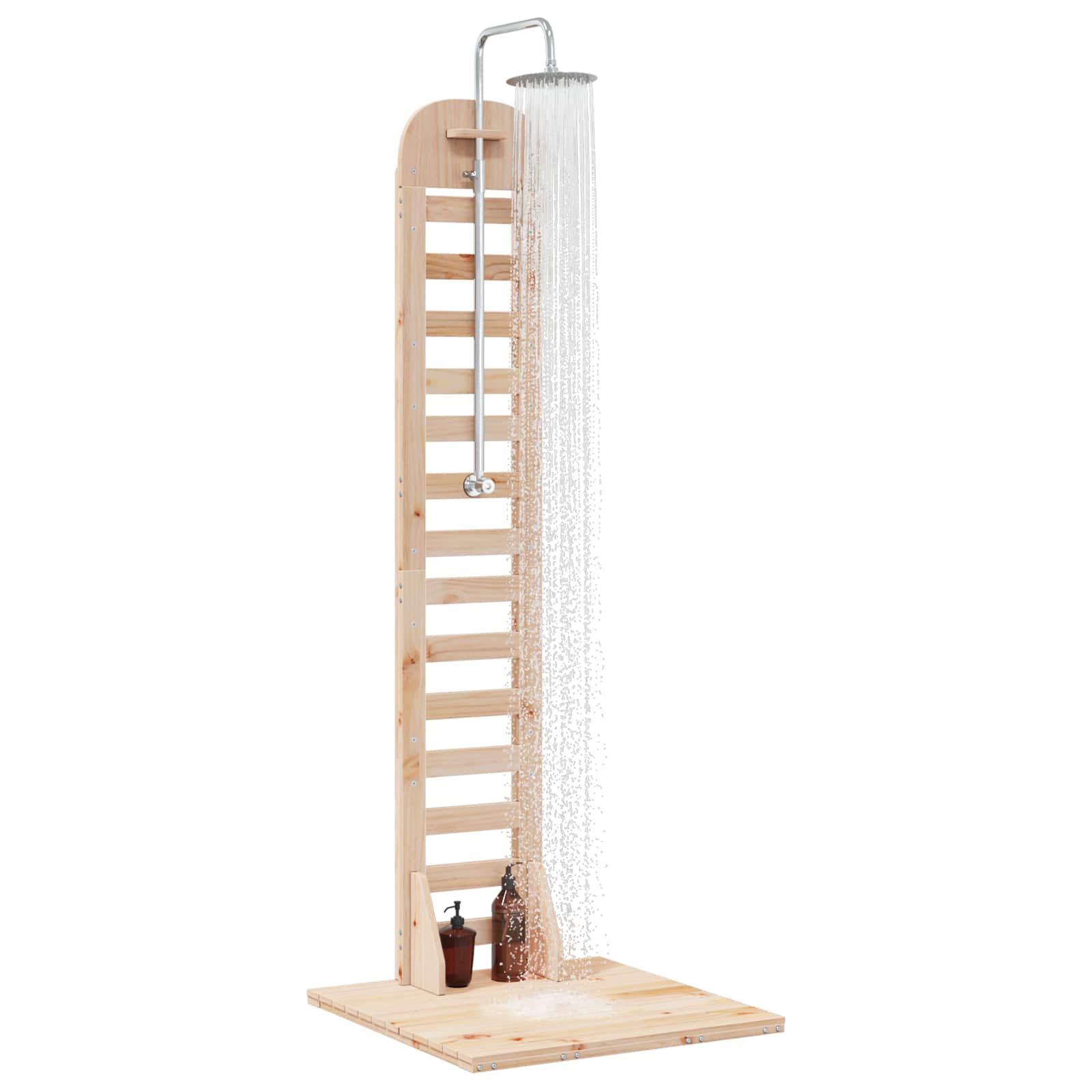 Doccia da esterno 223 cm Legno massello di pino e acciaio inox