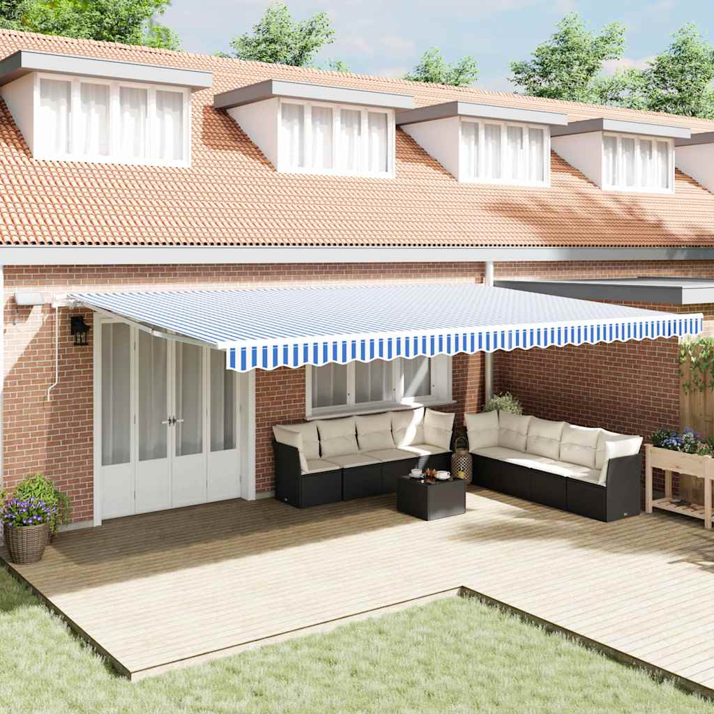 Tenda retrattile Blu e Bianco 600 × 300 cm