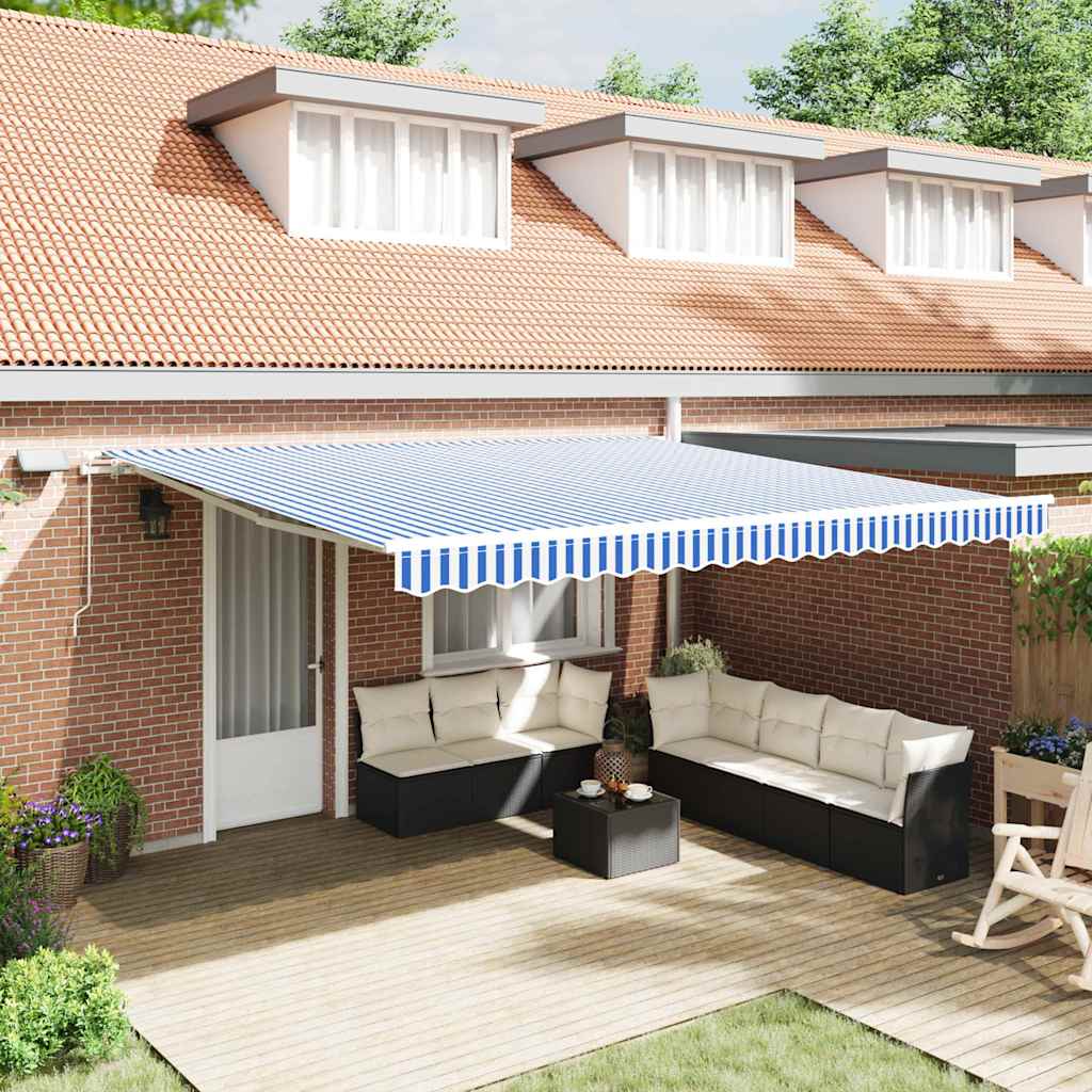Tenda retrattile Blu e Bianco 450 × 300 cm