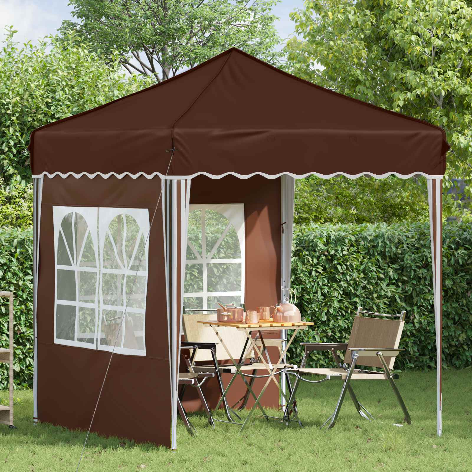 Tenda per feste a pop-up 195 x 195 x 245 cm Marrone