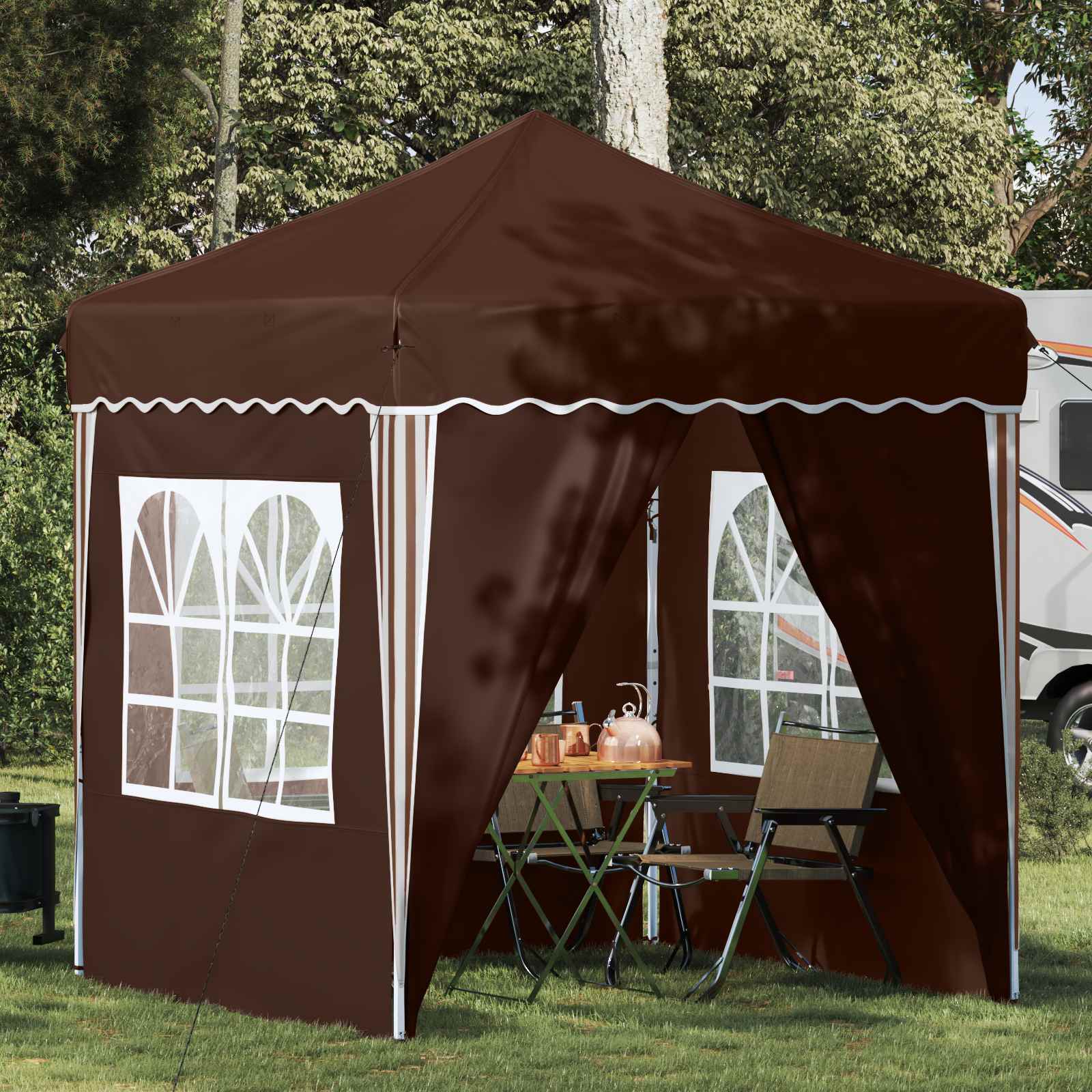 Tenda per feste a pop-up 195 x 195 x 245 cm Marrone