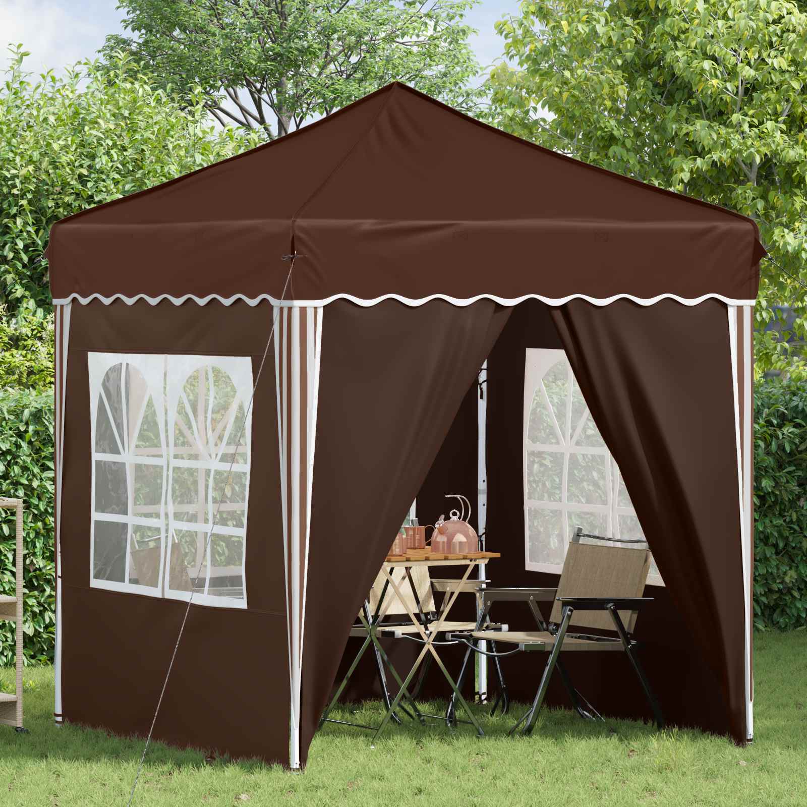 Tenda per feste a pop-up 195 x 195 x 245 cm Marrone