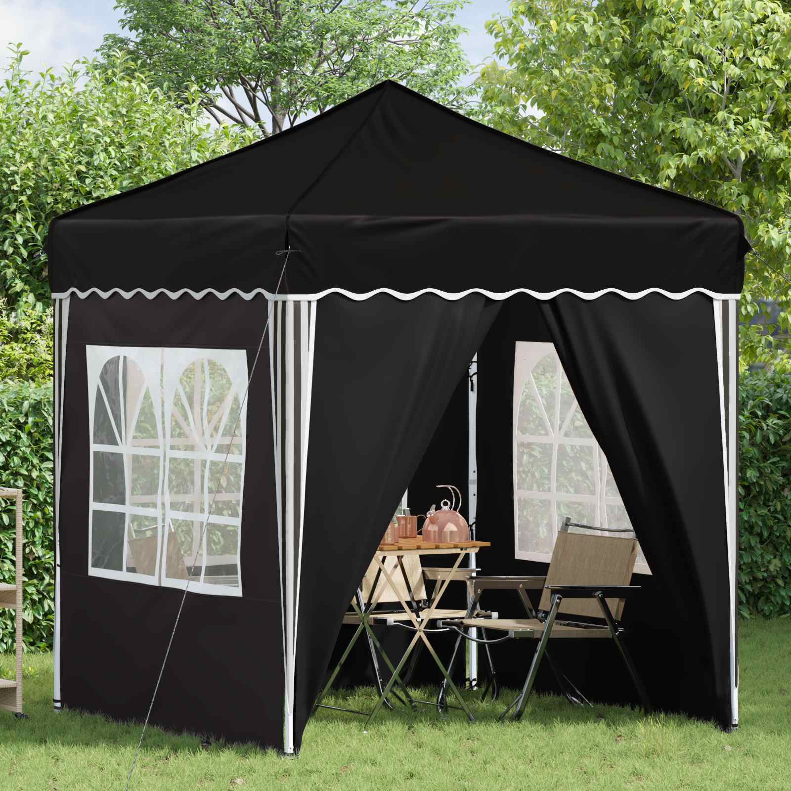 Tenda per feste a pop-up 195 x 195 x 245 cm Nero Tessuto Oxford