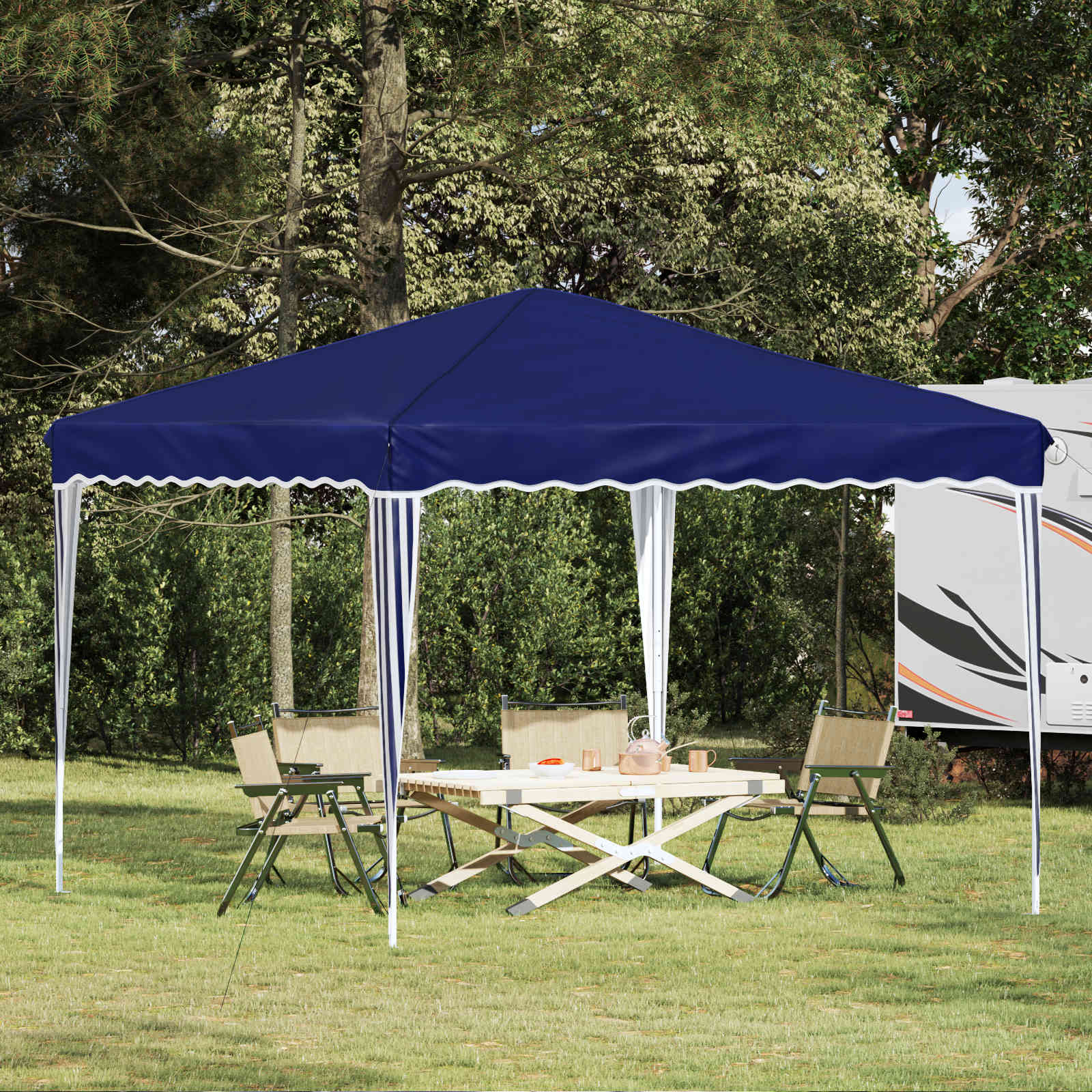 Tenda per feste a pop-up 288 x 288 x 245 cm Blu Tessuto Oxford