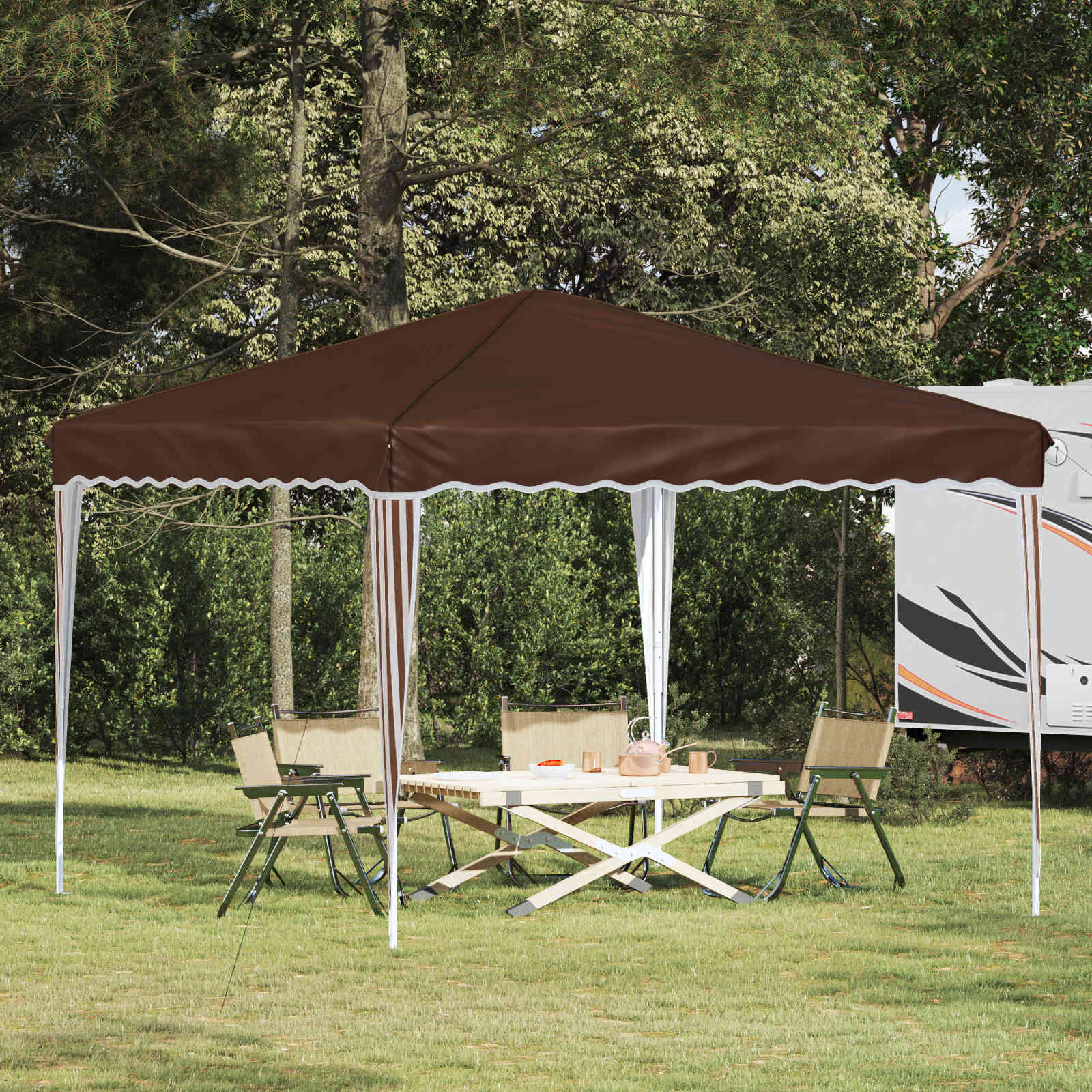 Tenda per feste a pop-up 288 x 288 x 245 cm Marrone