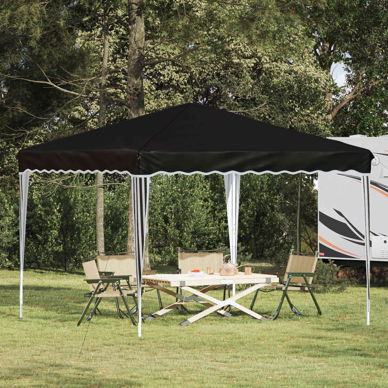 Tenda per feste a pop-up 288 x 288 x 245 cm Nero Tessuto Oxford