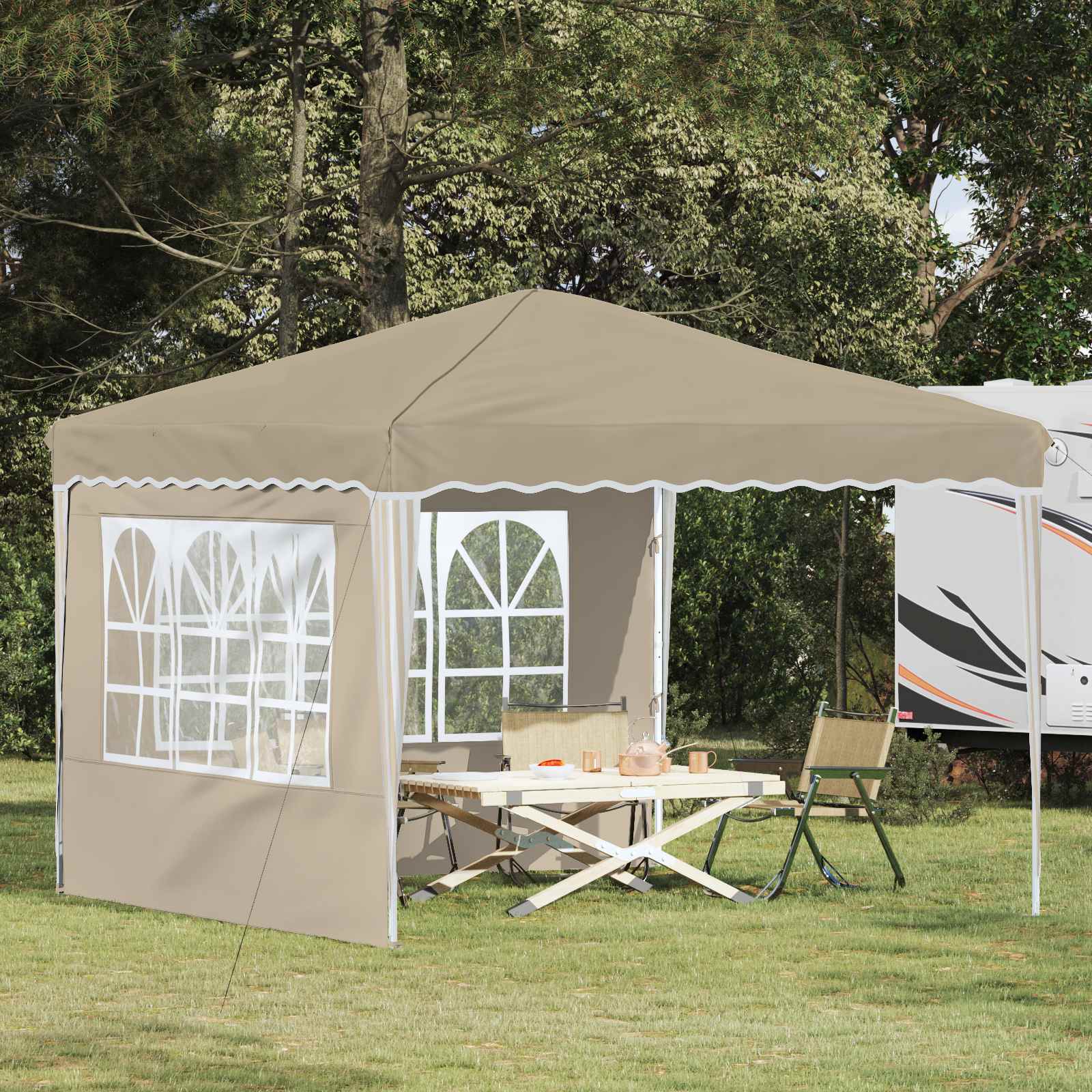 Tenda per feste a pop-up 288 x 288 x 245 cm Crema