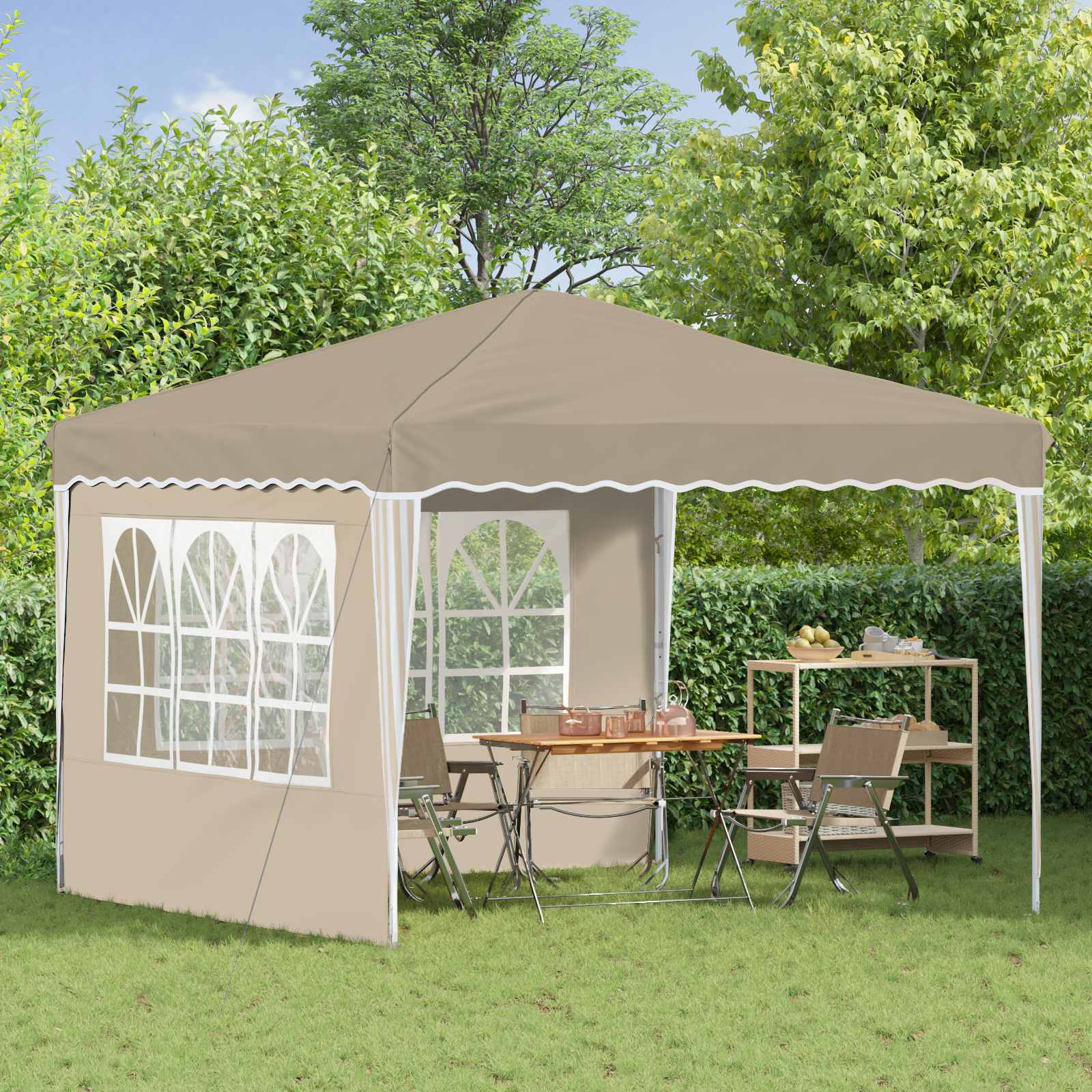 Tenda per feste a pop-up 288 x 288 x 245 cm Crema
