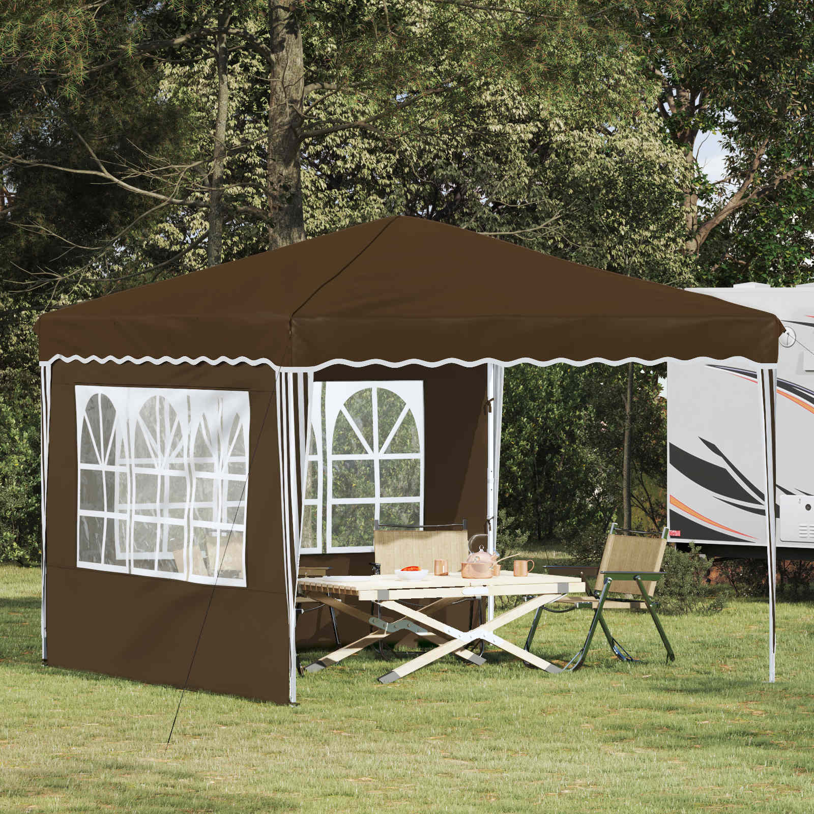 Tenda per feste a pop-up 288 x 288 x 245 cm Tortora