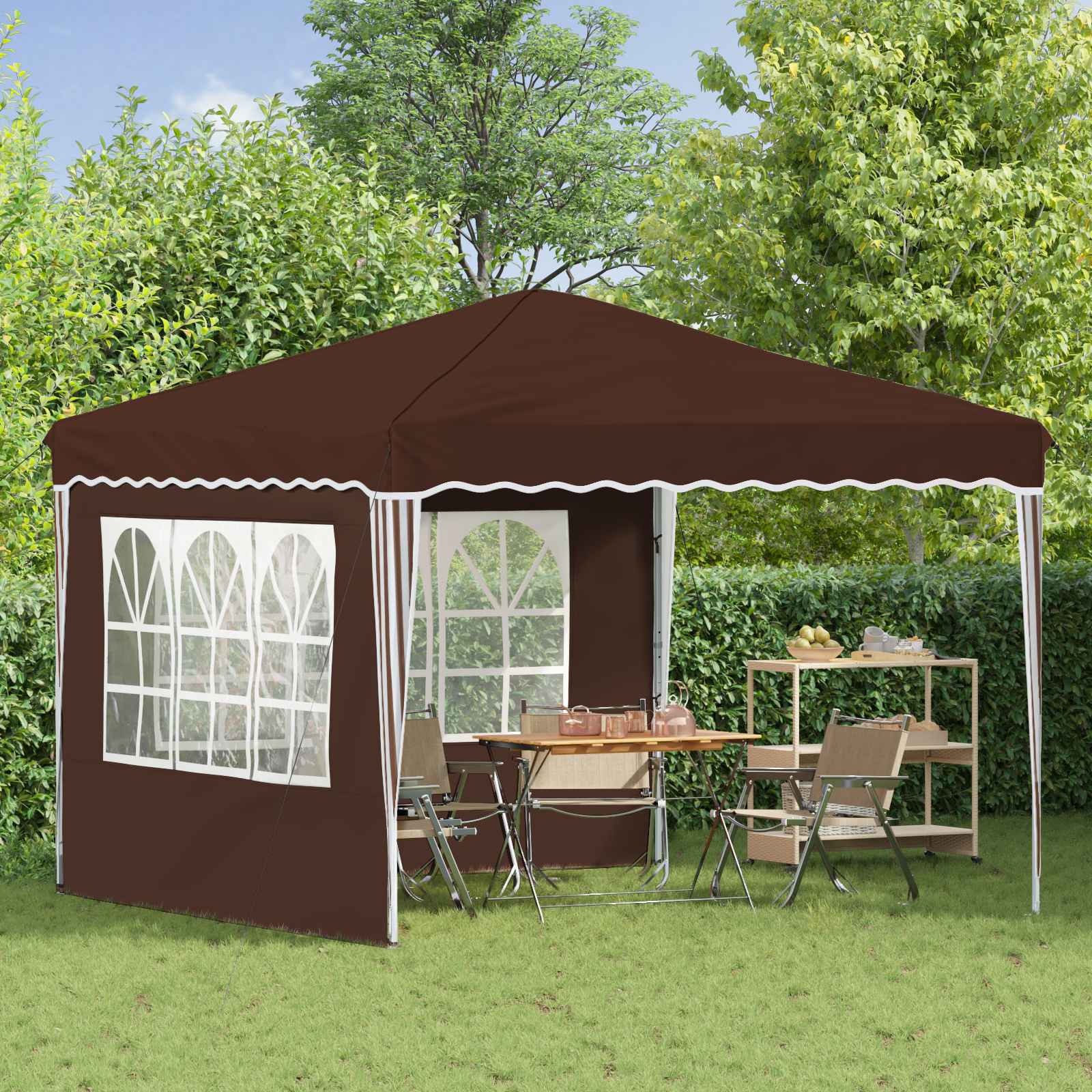 Tenda per feste a pop-up 288 x 288 x 245 cm Marrone