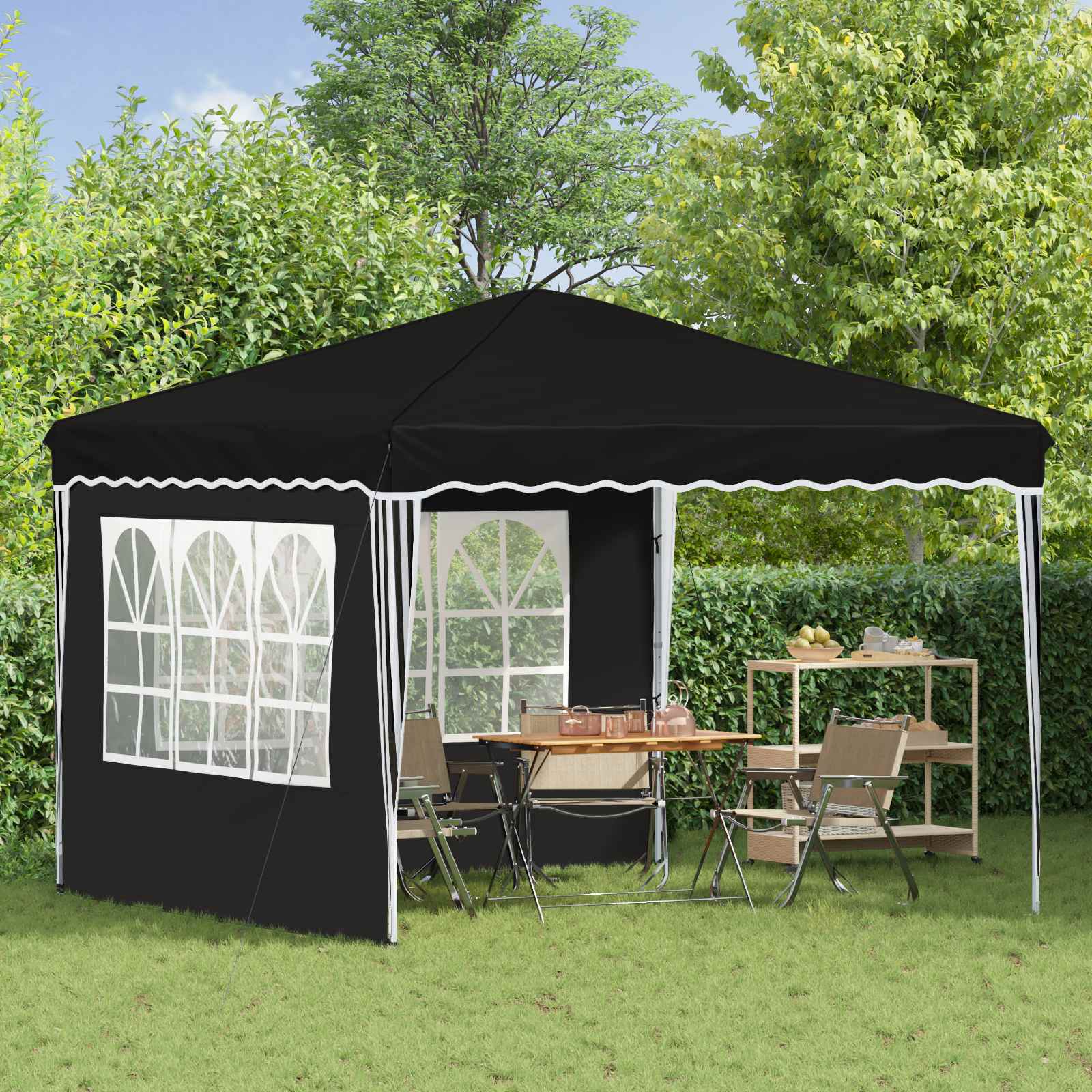 Tenda per feste a pop-up 288 x 288 x 245 cm Nero Tessuto Oxford