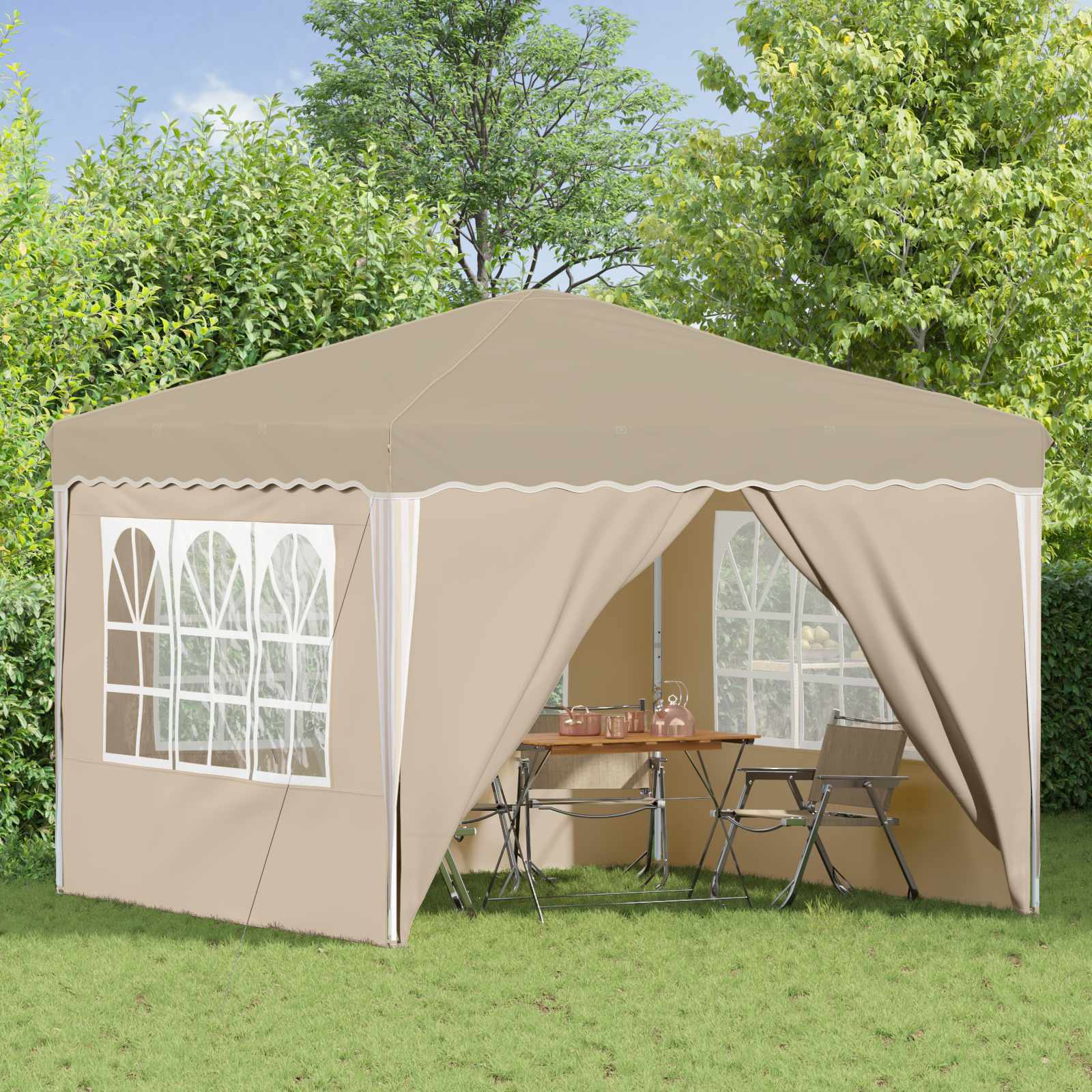 Tenda per feste a pop-up 288 x 288 x 245 cm Crema