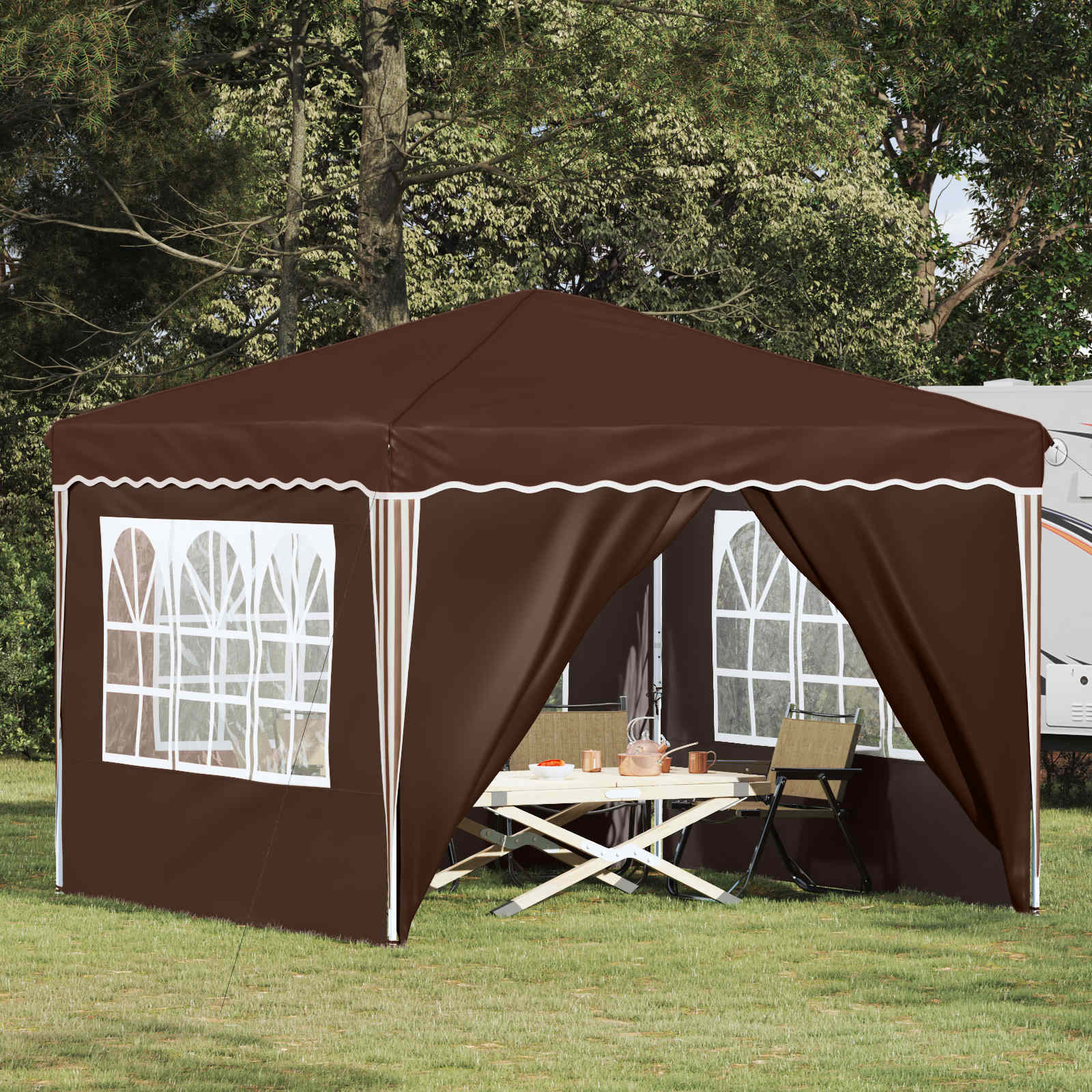Tenda per feste a pop-up 288 x 288 x 245 cm Marrone