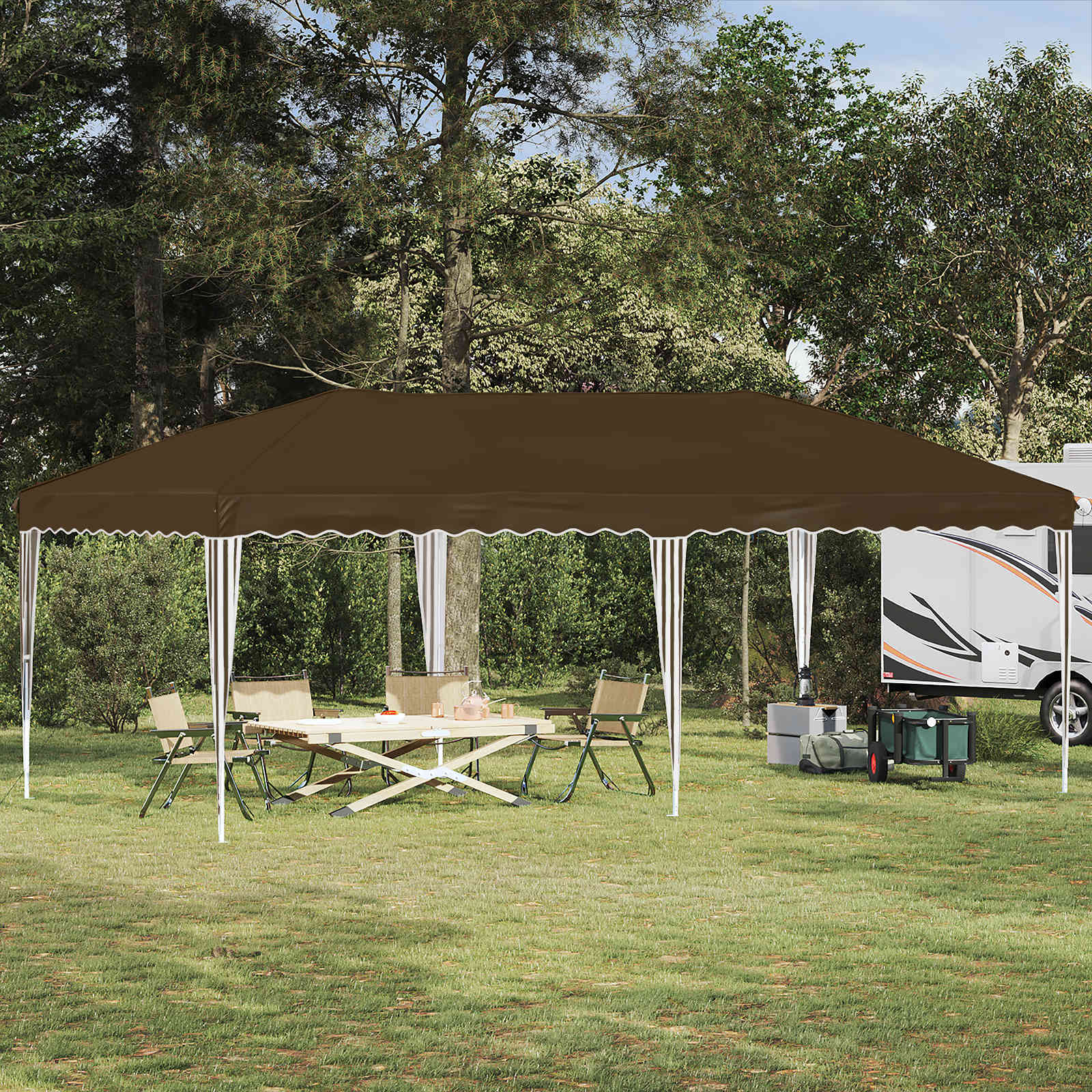 Tenda per feste a pop-up 575 x 290 x 245 cm Tortora