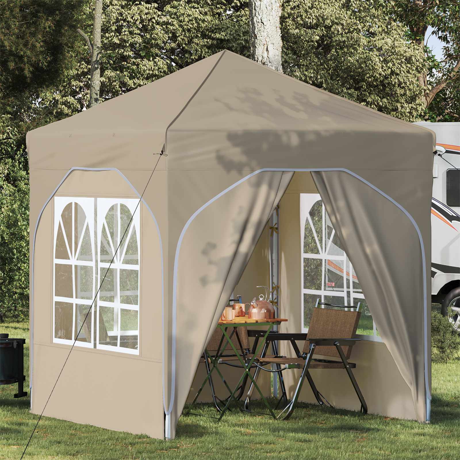 Tenda per feste a pop-up 192 x 192 x 245 cm Crema