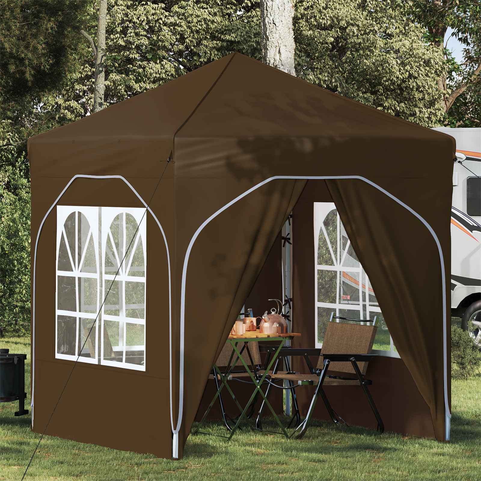 Tenda per feste a pop-up 192 x 192 x 245 cm Tortora
