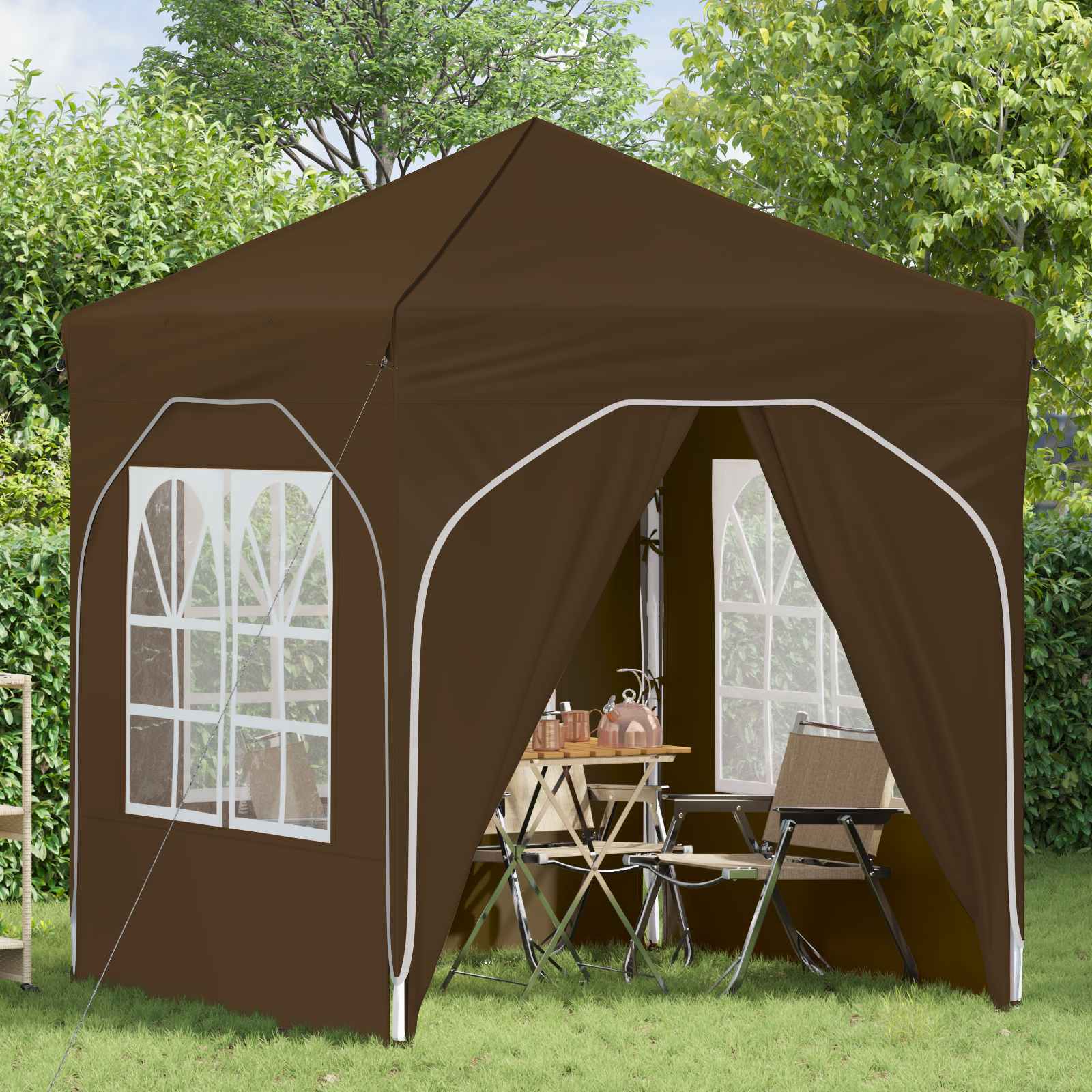Tenda per feste a pop-up 192 x 192 x 245 cm Tortora
