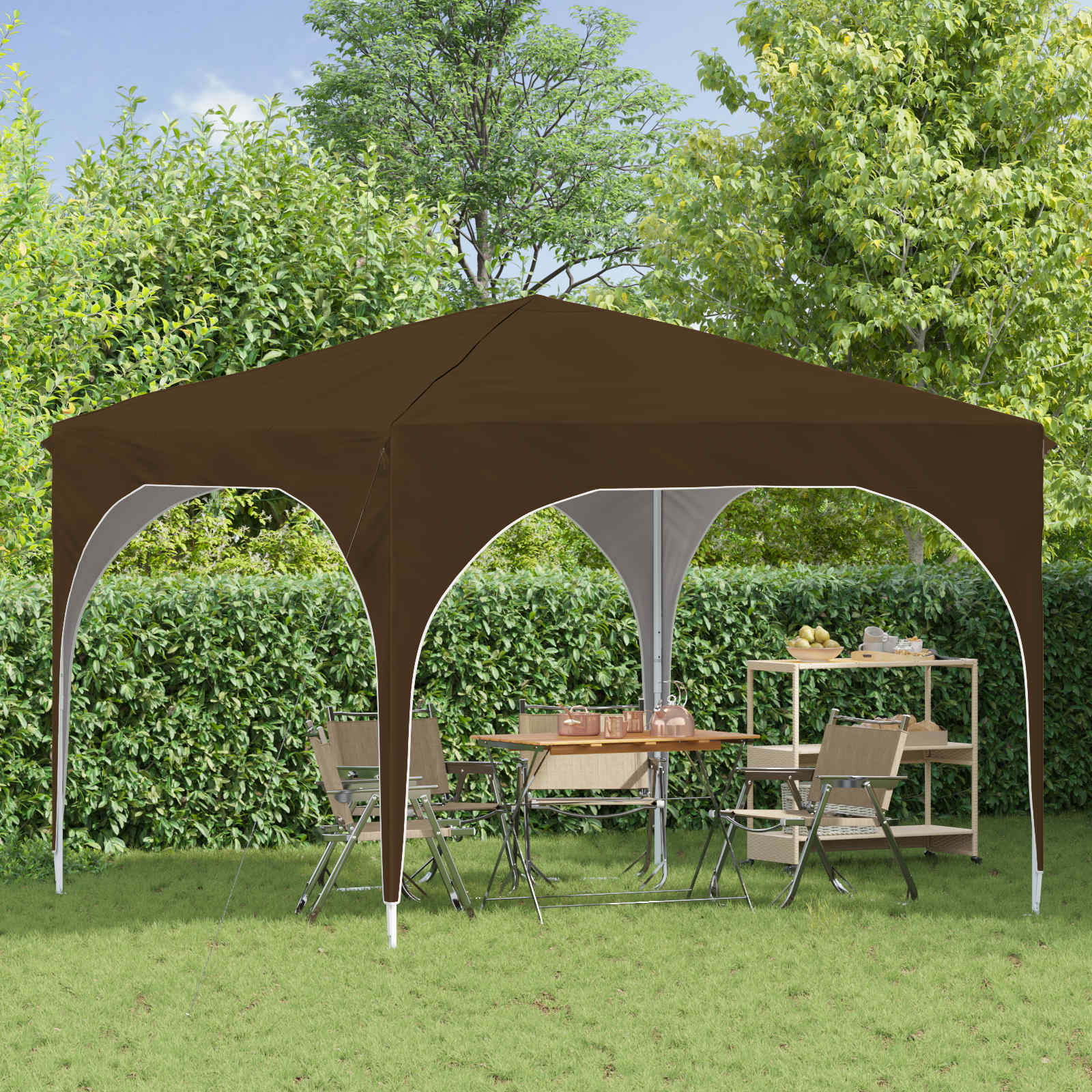 Tenda per feste a pop-up 290 x 290 x 245 cm Tortora