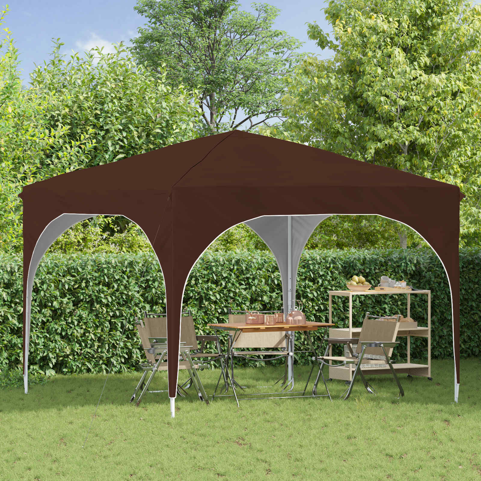 Tenda per feste a pop-up 290 x 290 x 245 cm Marrone