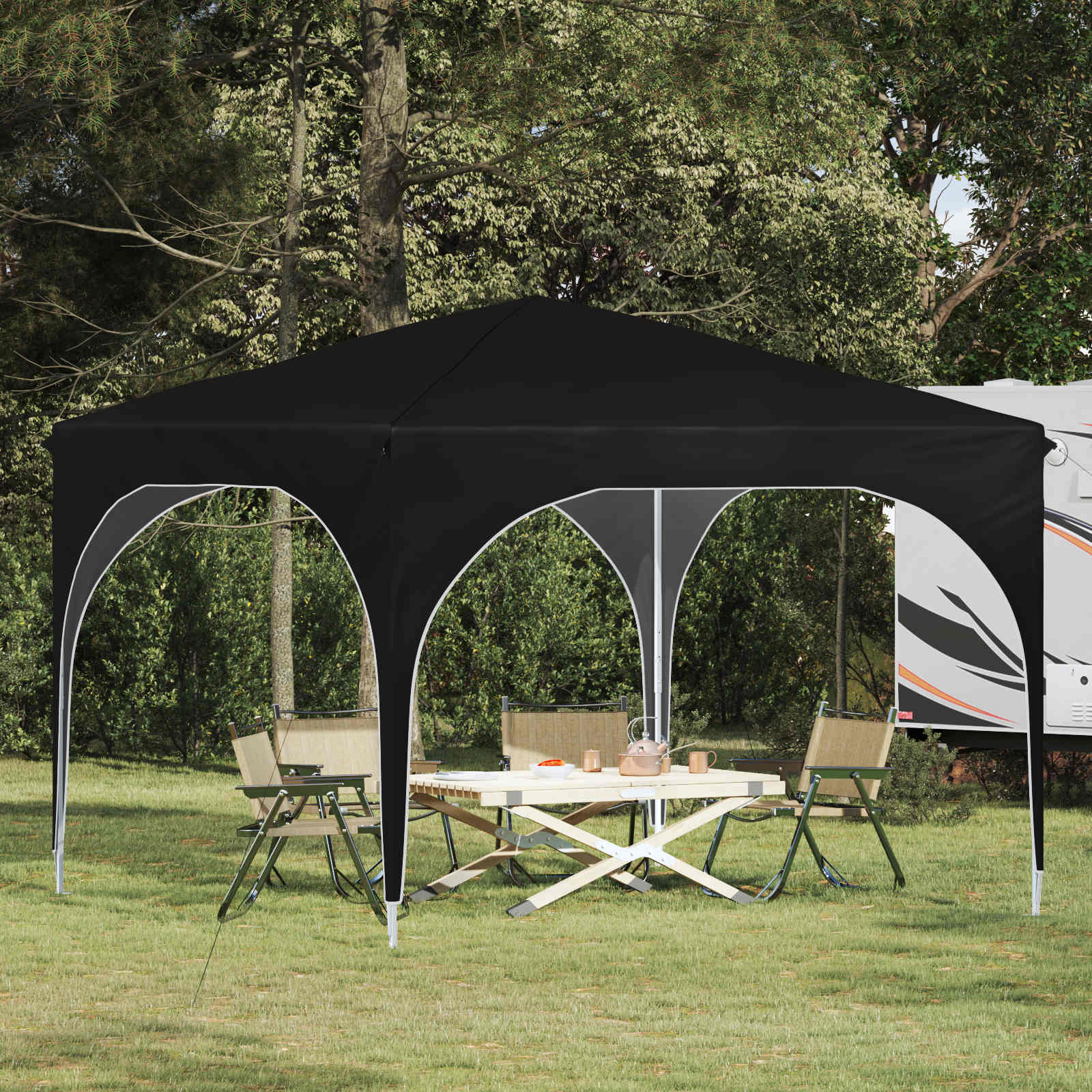 Tenda per feste a pop-up 290 x 290 x 245 cm Nero