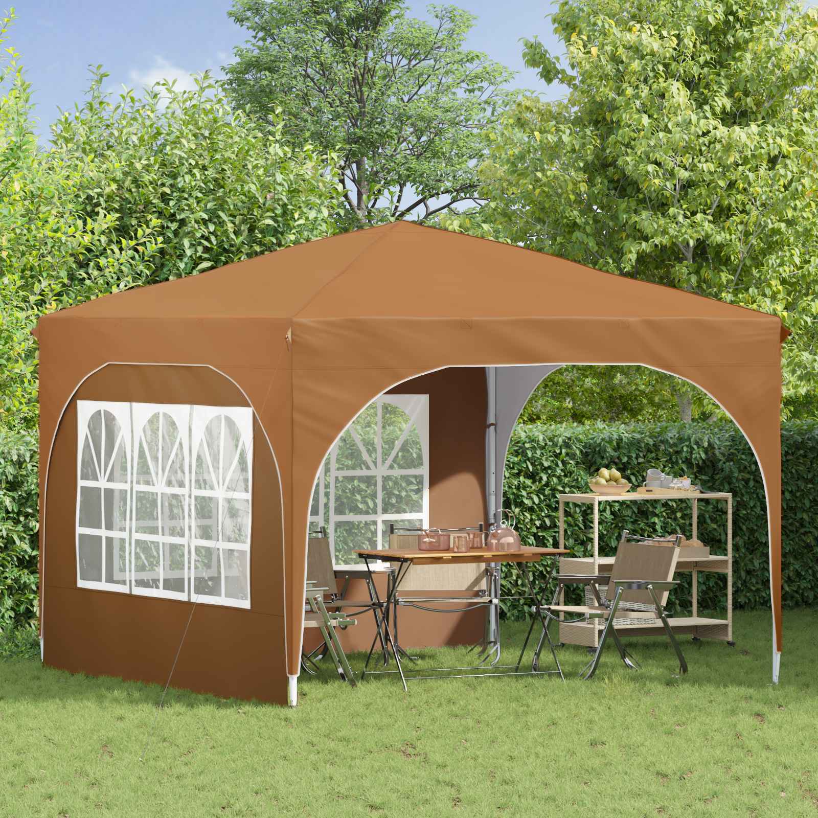 Tenda per feste a pop-up 290 x 290 x 245 cm Beige