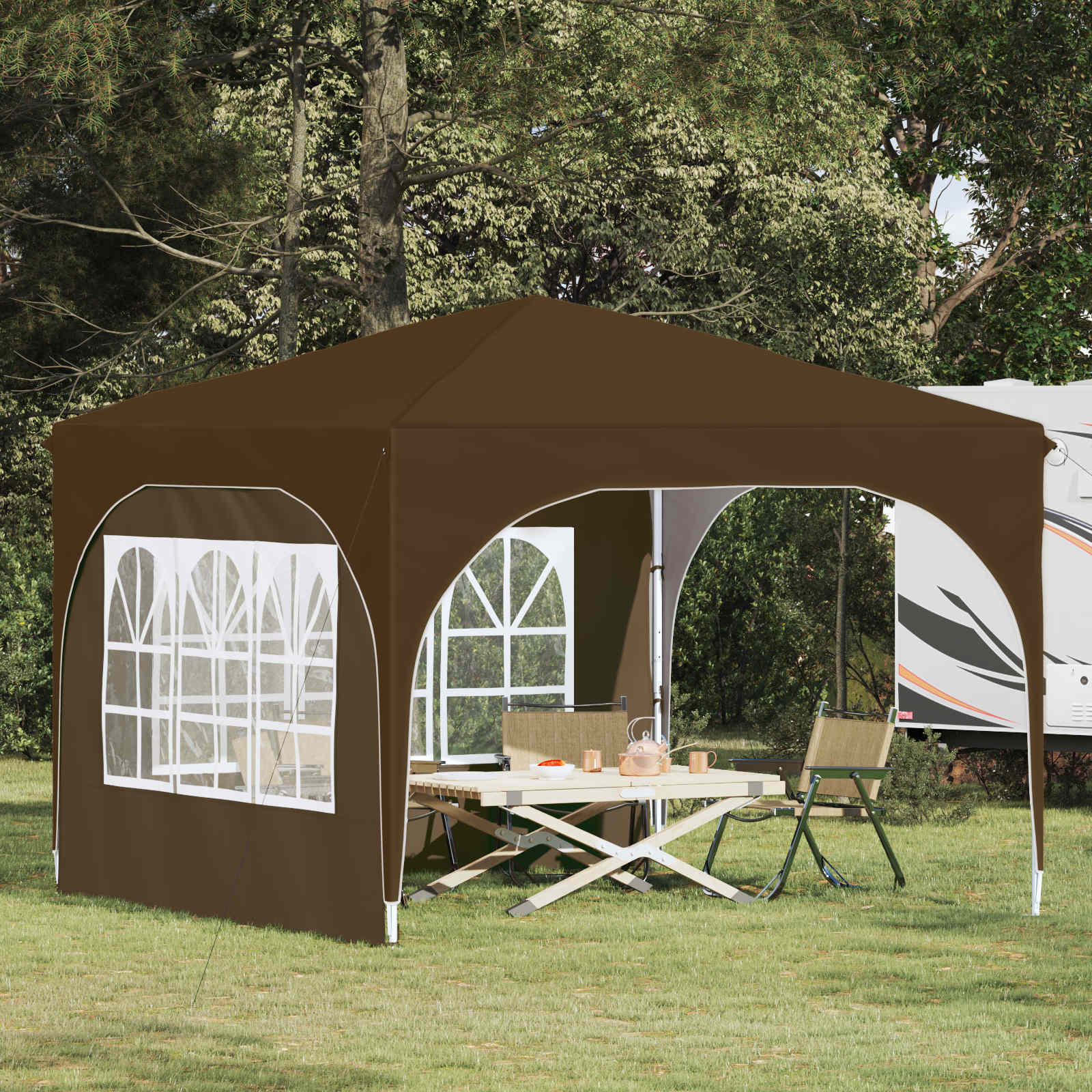 Tenda per feste a pop-up 290 x 290 x 245 cm Tortora