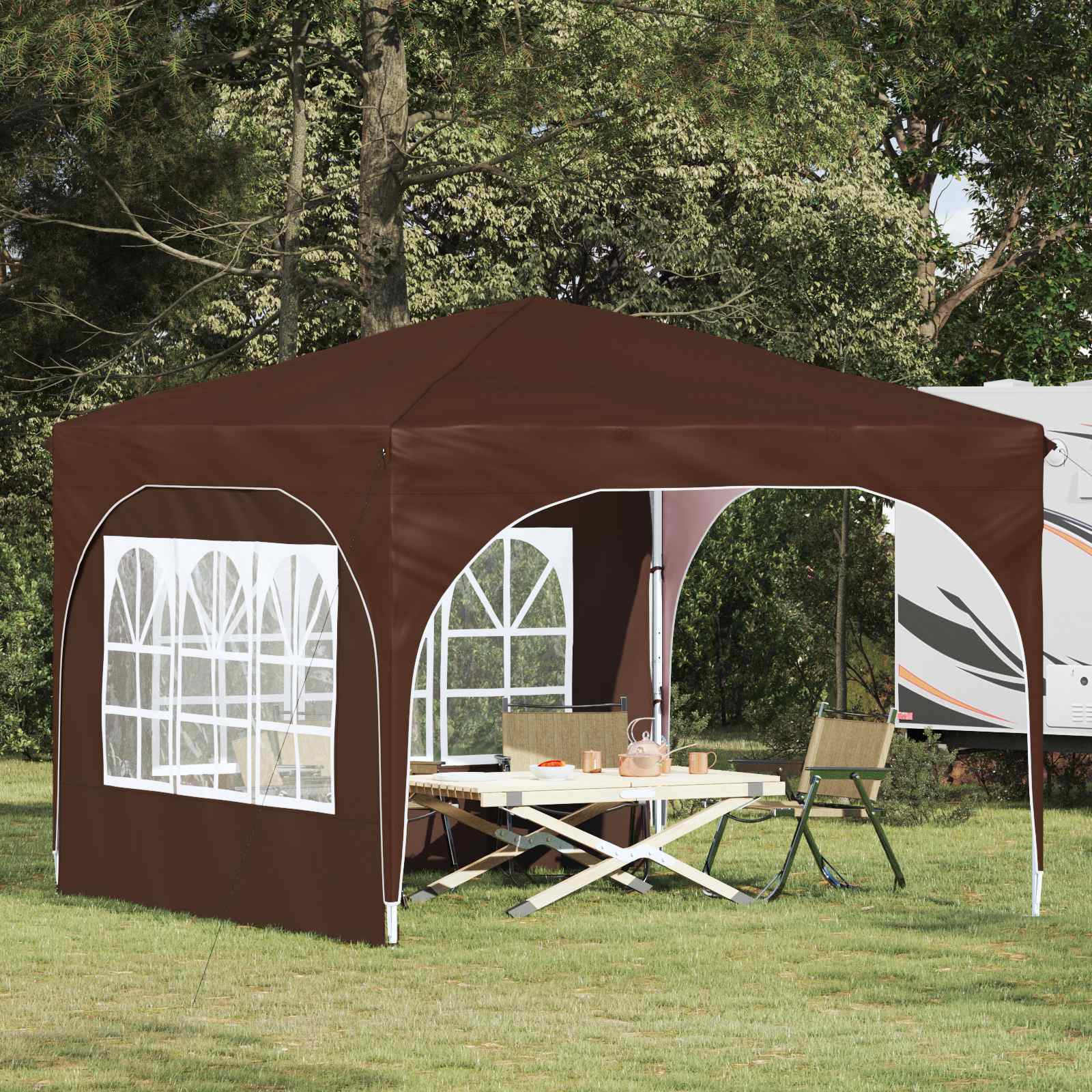Tenda per feste a pop-up 290 x 290 x 245 cm Marrone