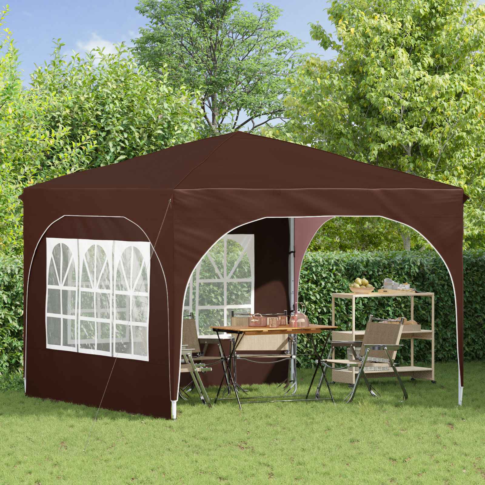 Tenda per feste a pop-up 290 x 290 x 245 cm Marrone