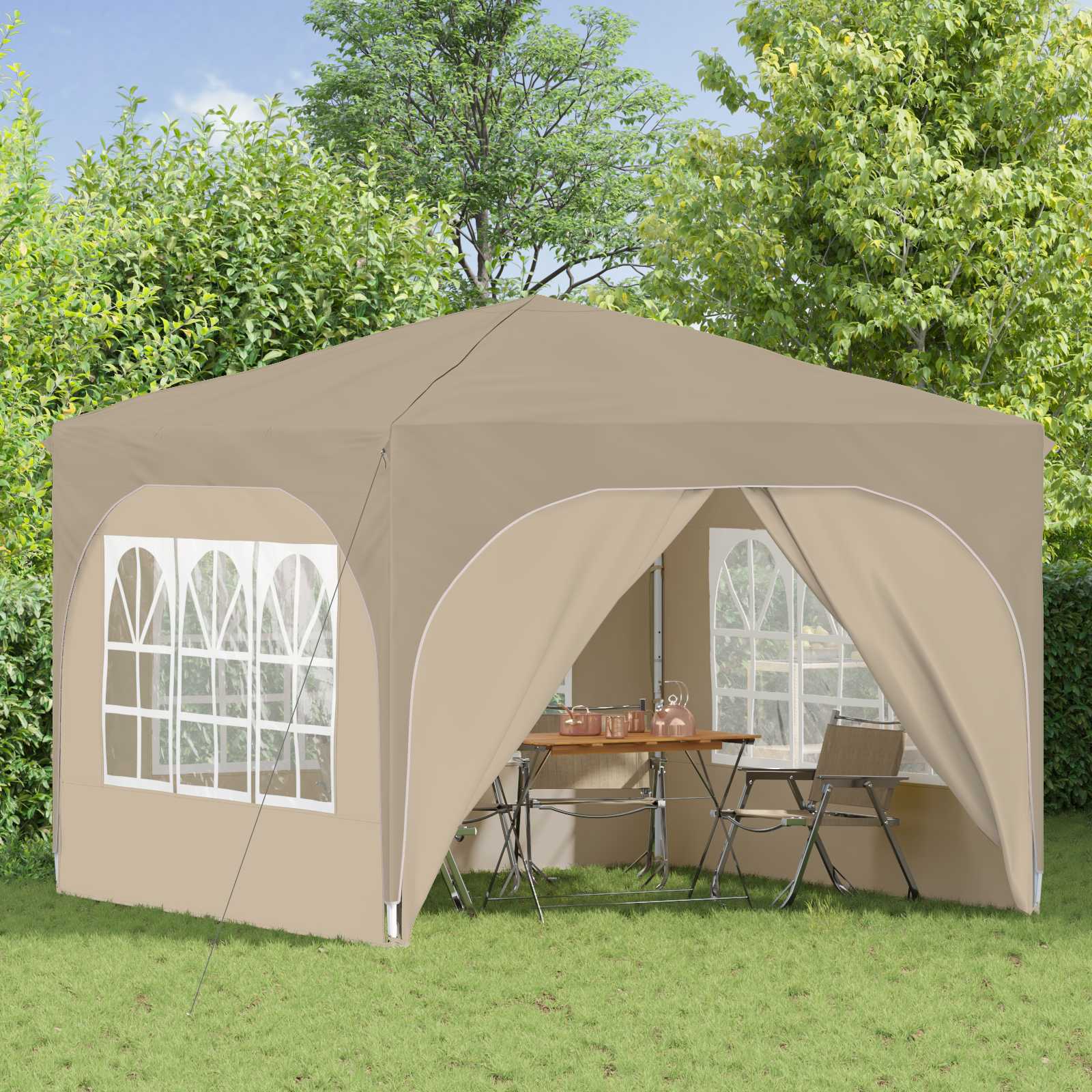 Tenda per feste a pop-up 290 x 290 x 245 cm Crema