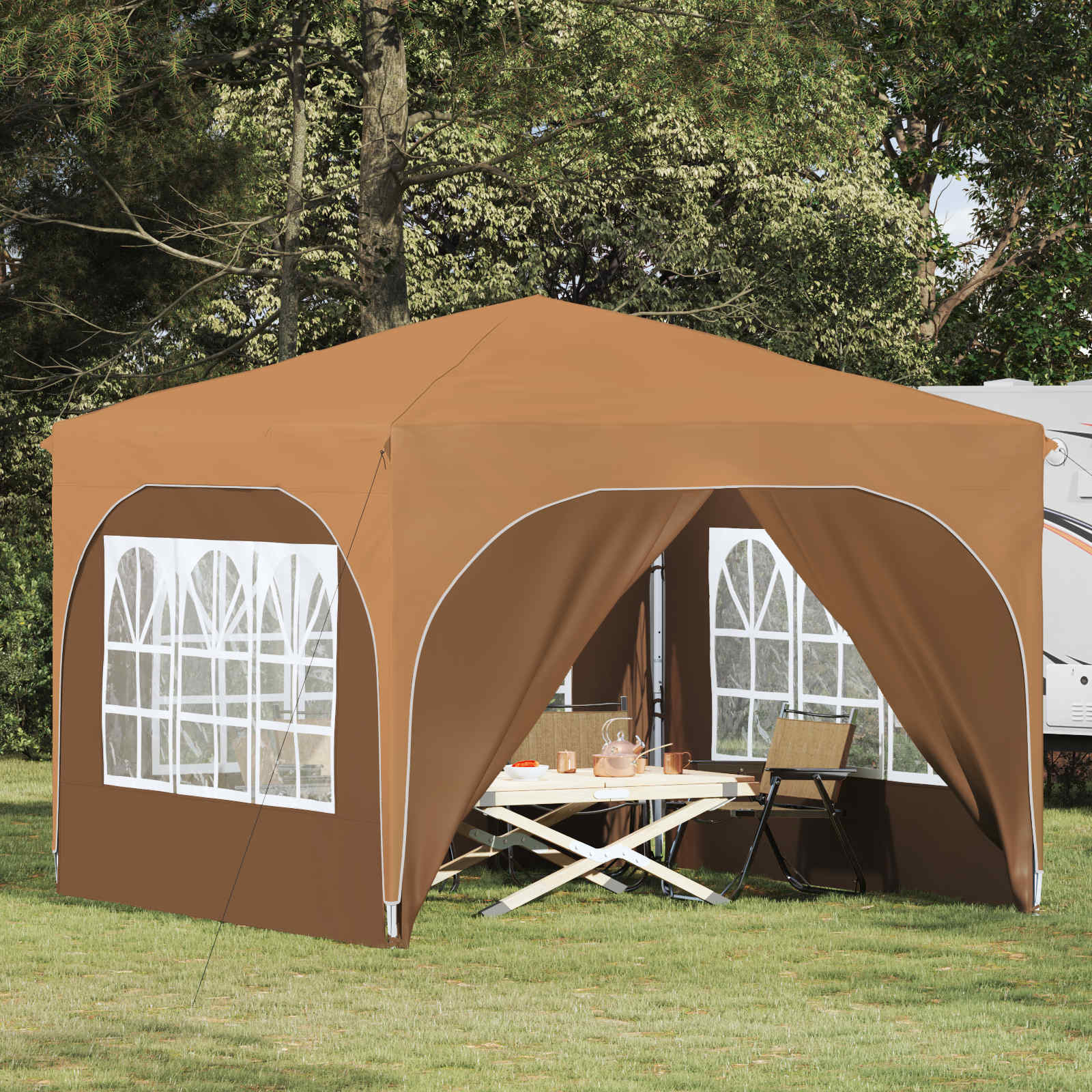 Tenda per feste a pop-up 290 x 290 x 245 cm Beige