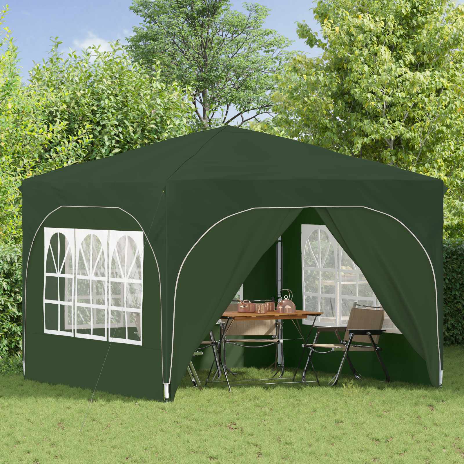 Tenda per feste a pop-up 290 x 290 x 245 cm Verde