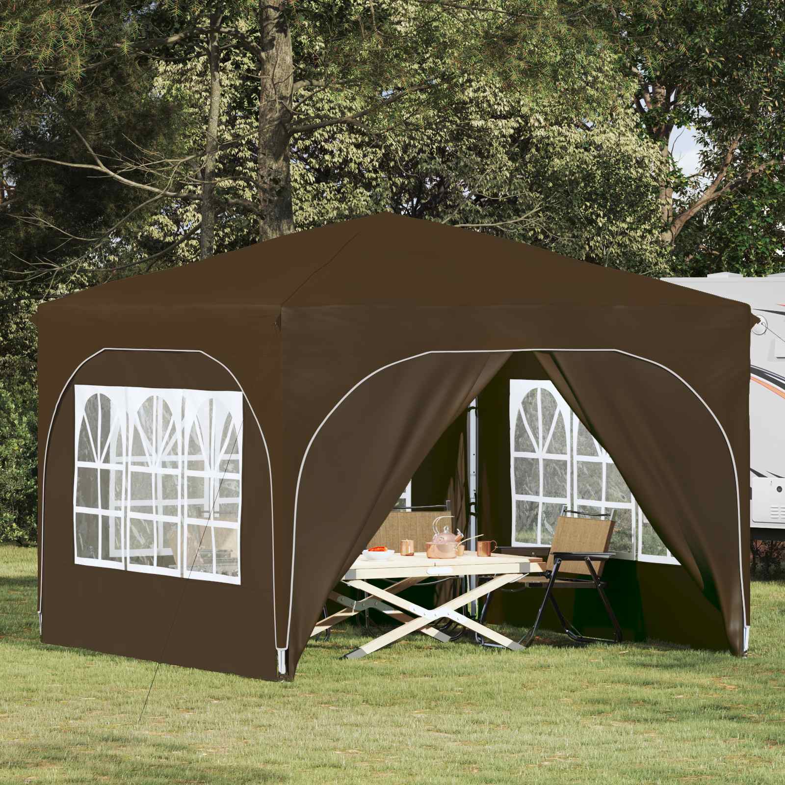Tenda per feste a pop-up 290 x 290 x 245 cm Tortora