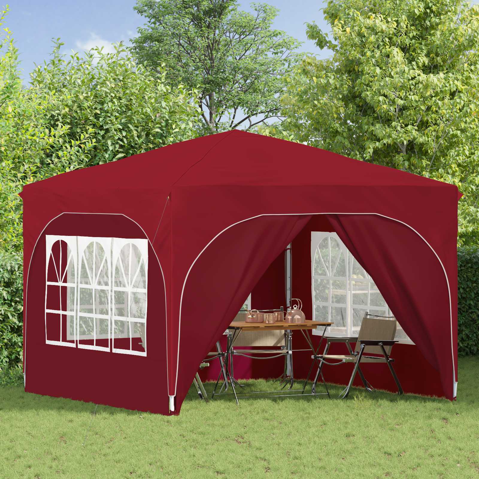 Tenda per feste a pop-up 290 x 290 x 245 cm Borgogna