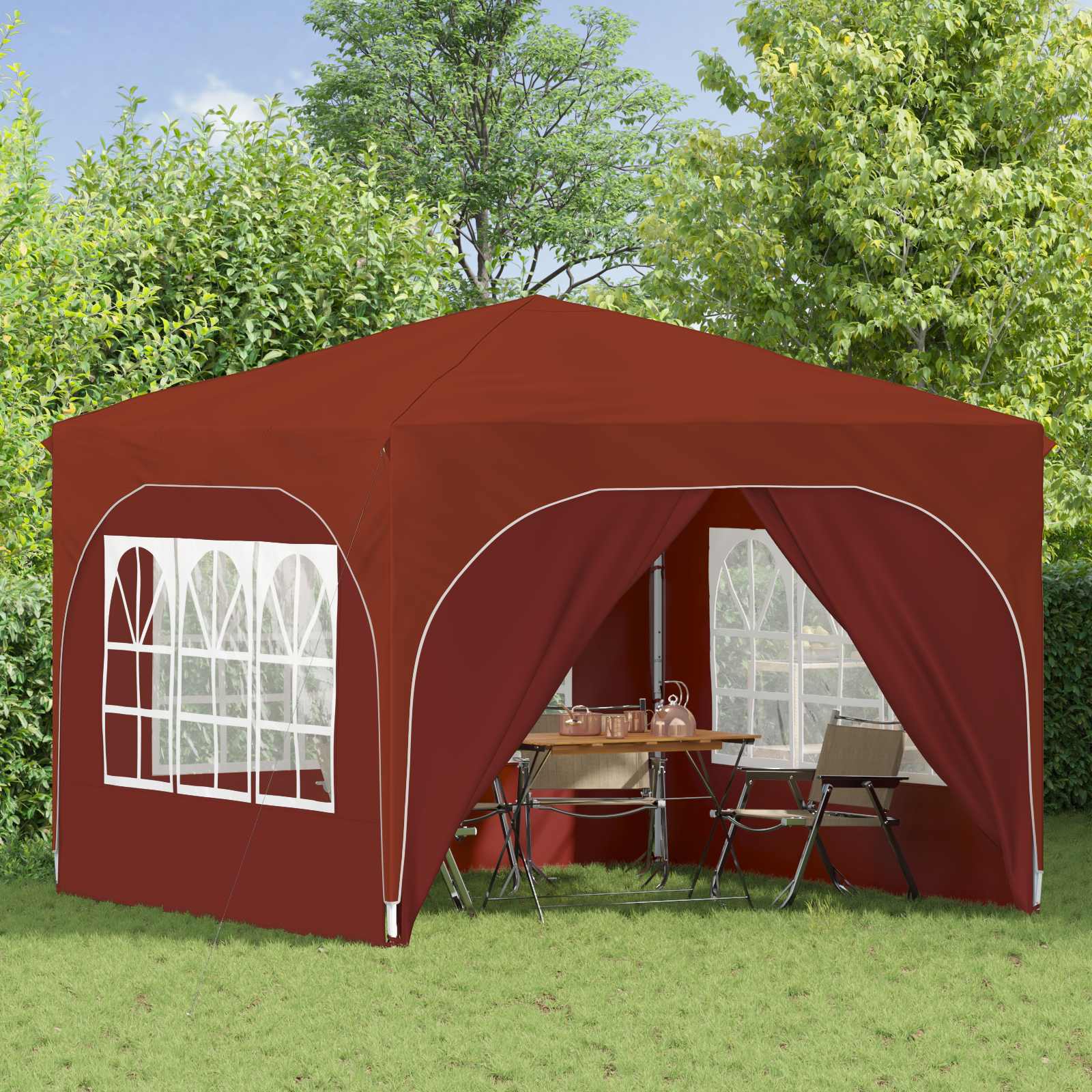 Tenda per feste a pop-up 290 x 290 x 245 cm Terracotta