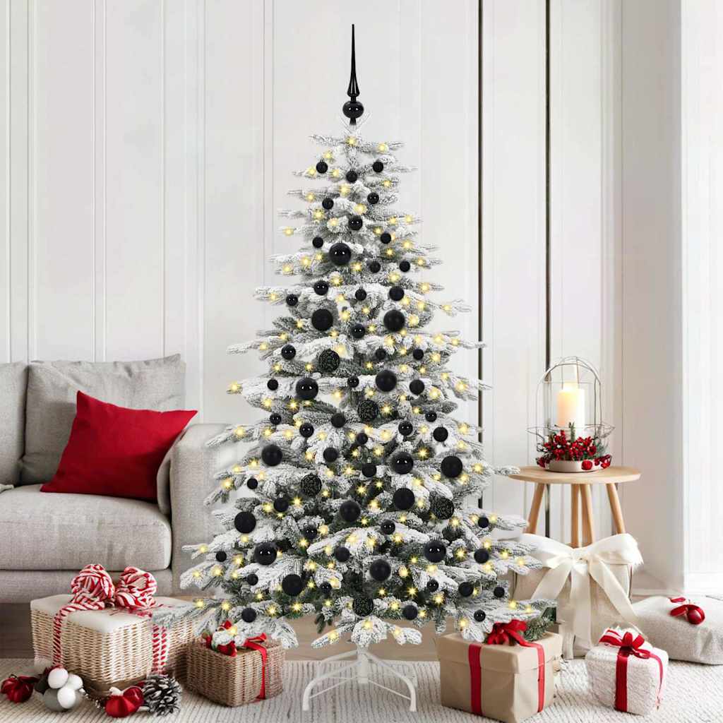 Set di Palle di Natale 120 pz Nero Ø 6 cm Plastica 300 LED
