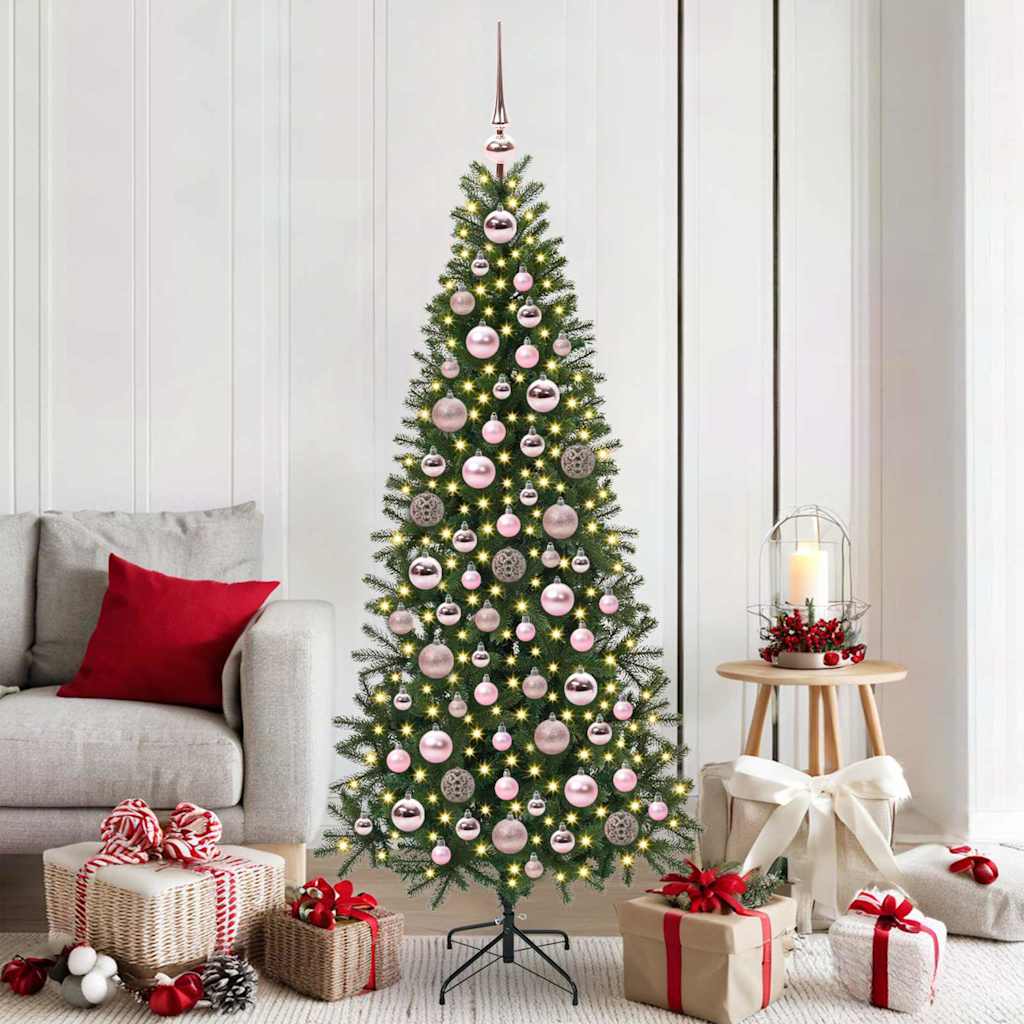 Set di Palle di Natale 120 pz Rosa Ø 6 cm Plastica 300 LED