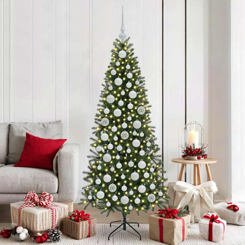 Set di Palle di Natale 120 pz Bianco Ø 6 cm Plastica 300 LED