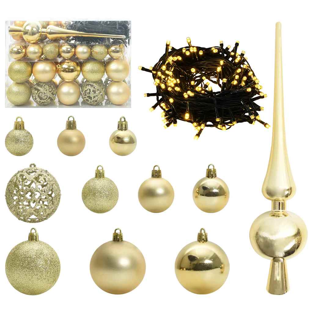 Set di Palle di Natale 61 pz Oro Ø 6 cm Plastica 150 LED