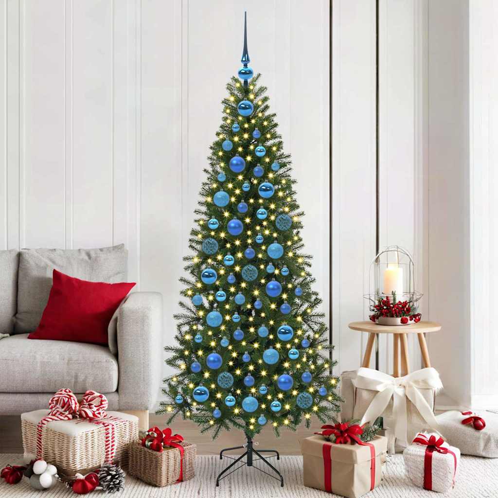 Set di Palle di Natale 120 pz Blu Ø 6 cm Plastica 300 LED