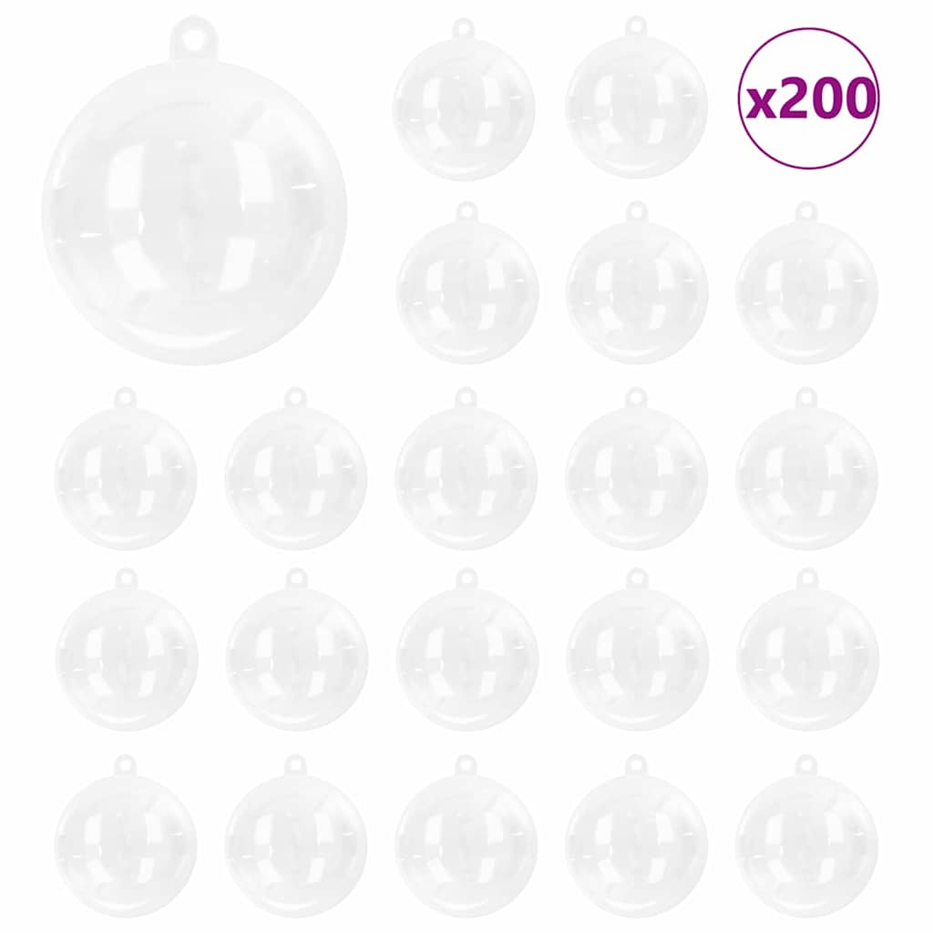 Set di Palle di Natale 200 pz Trasparente Ø 5 cm LED