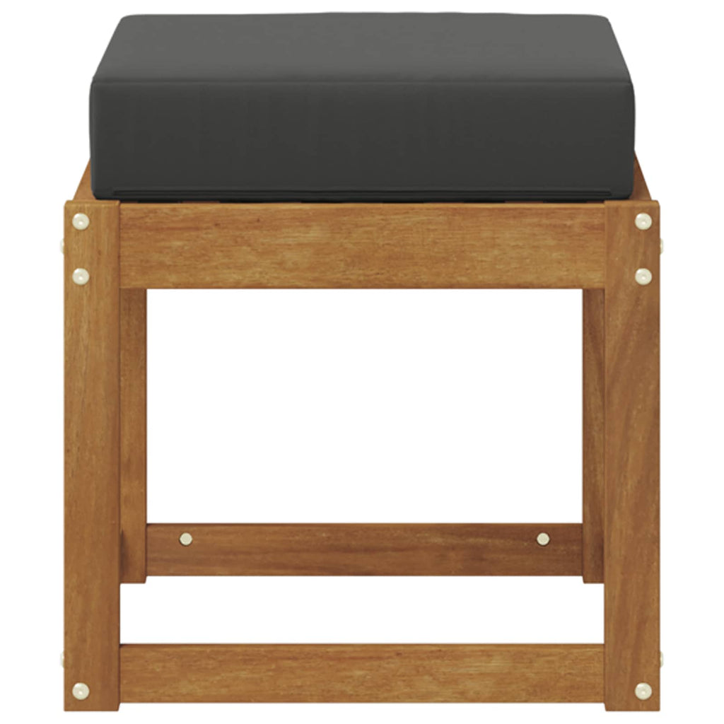 Panca Sgabello con cuscino Naturale e Antracite 43 x 43 x 37 cm