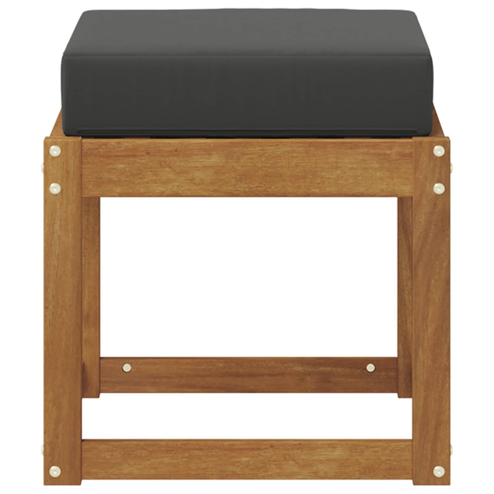 Panca Sgabello con cuscino Naturale e Antracite 43 x 43 x 37 cm