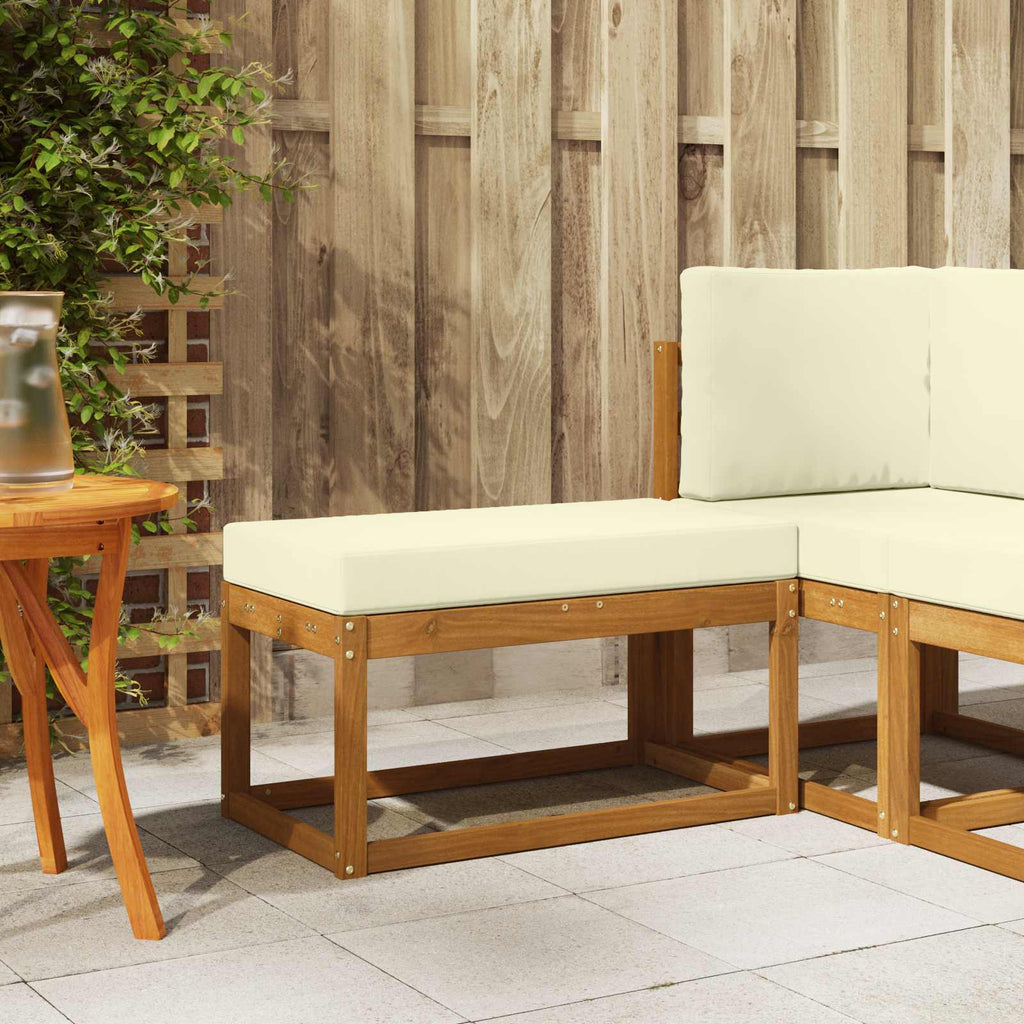 Panca da giardino con cuscino Naturale e Crema 79 x 43 x 37 cm