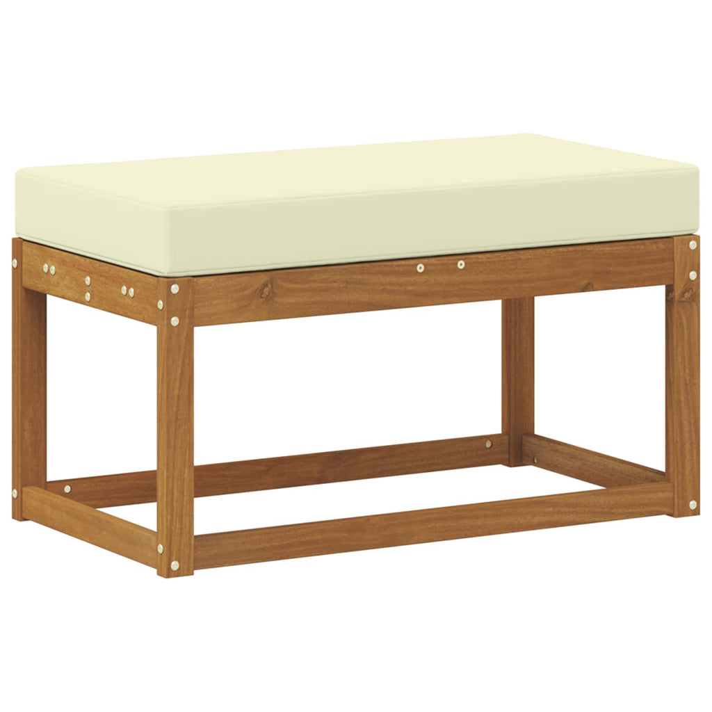 Panca da giardino con cuscino Naturale e Crema 79 x 43 x 37 cm