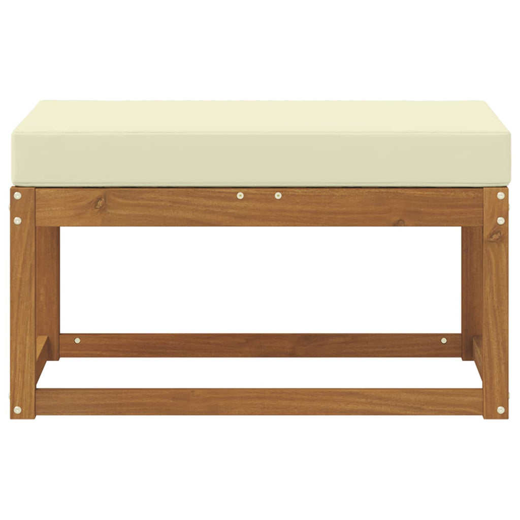 Panca da giardino con cuscino Naturale e Crema 79 x 43 x 37 cm