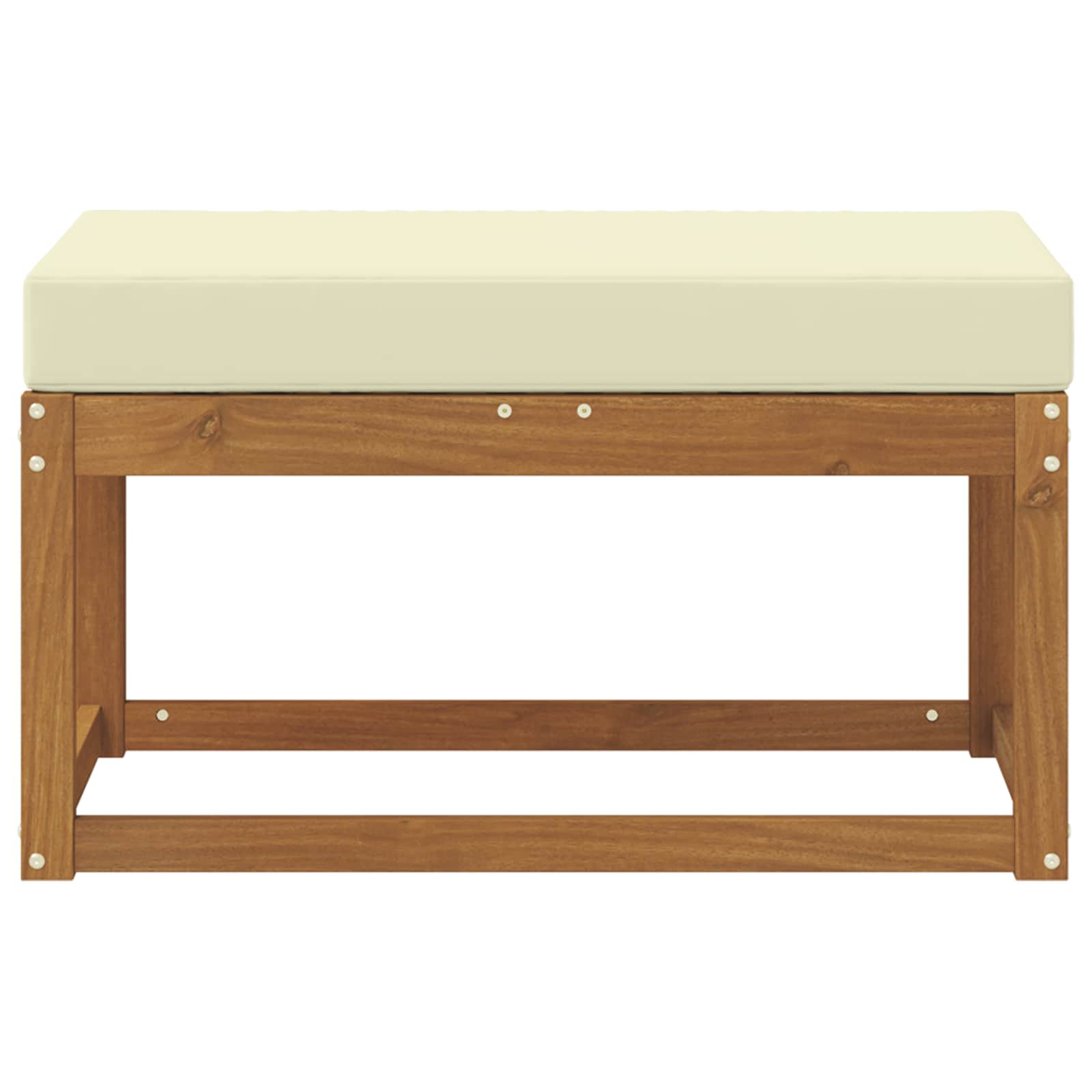 Panca da giardino con cuscino Naturale e Crema 79 x 43 x 37 cm
